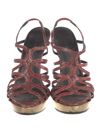 Devi Kroell Leather Animal Print T-Strap Pumps