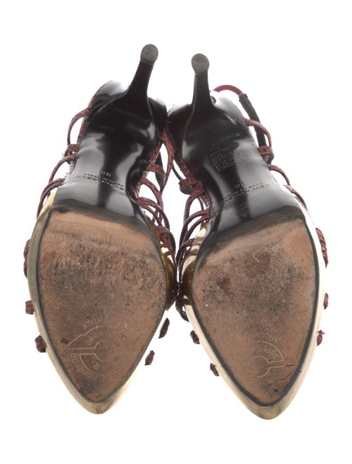 Devi Kroell Leather Animal Print T-Strap Pumps