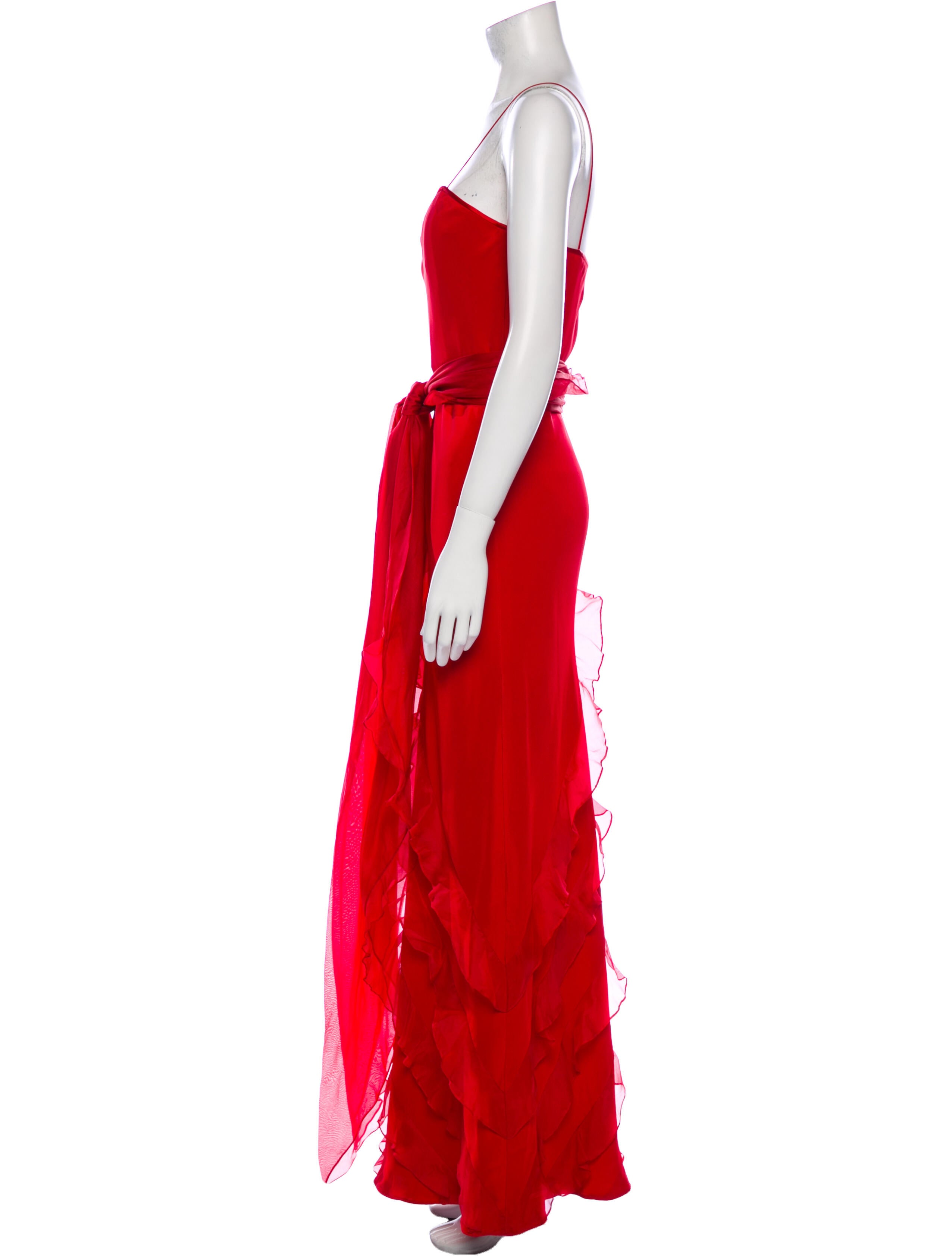 Tom and Linda Platt Square Neckline Long Dress - Red Dresses, Clothing ...