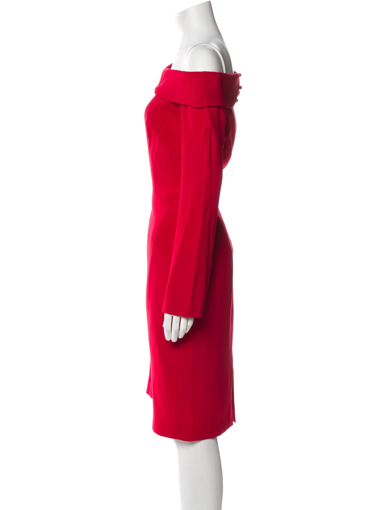 Tom and Linda Platt Off-The-Shoulder Knee-Length Dress