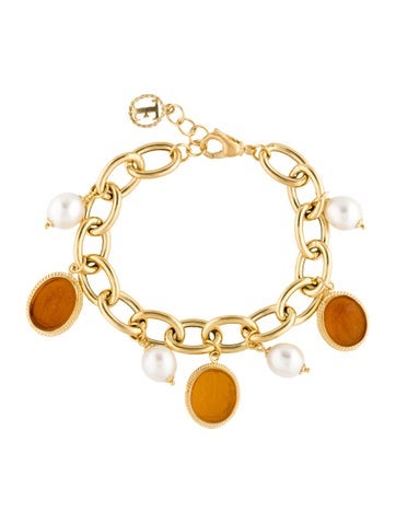 Tagliamonte Link Pearl & Glass Cameo Station Bracelet 9.5-10mm