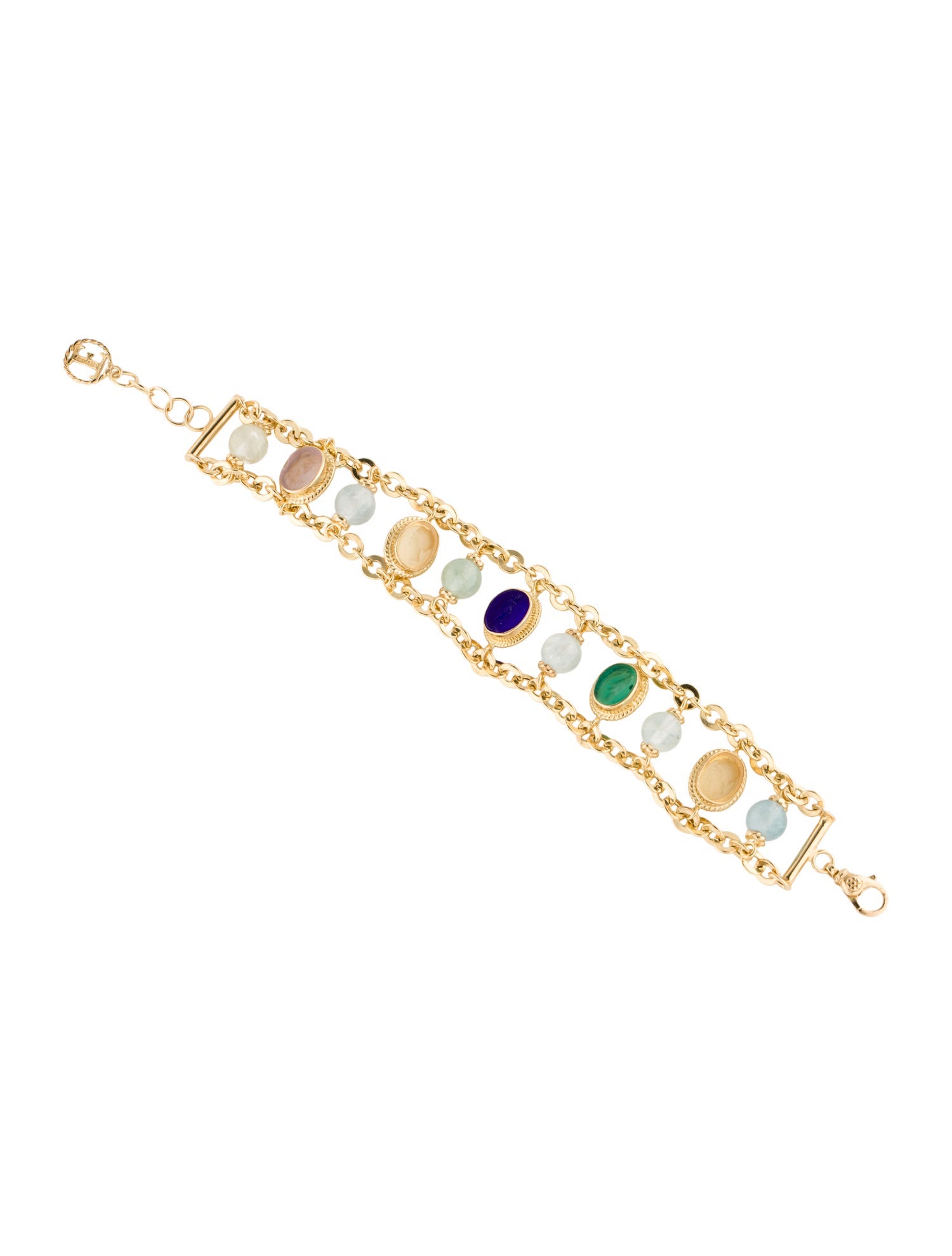 Tagliamonte Glass Intaglio & Aquamarine Charm Bracelet