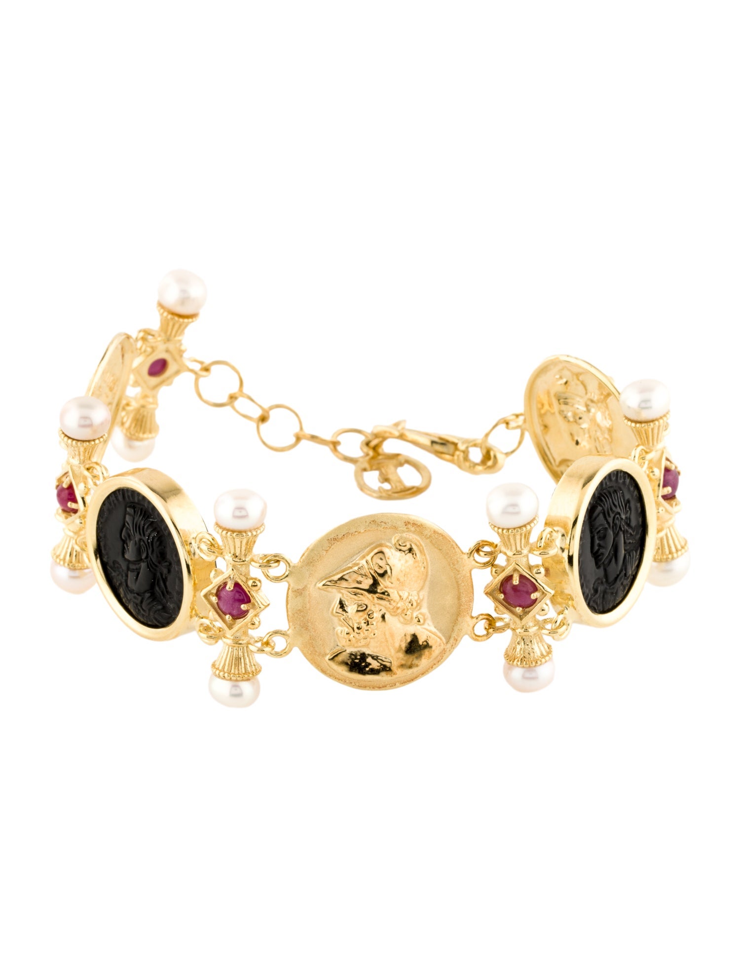 Tagliamonte Venetian Onyx , Ruby & Pearl Link Bracelet