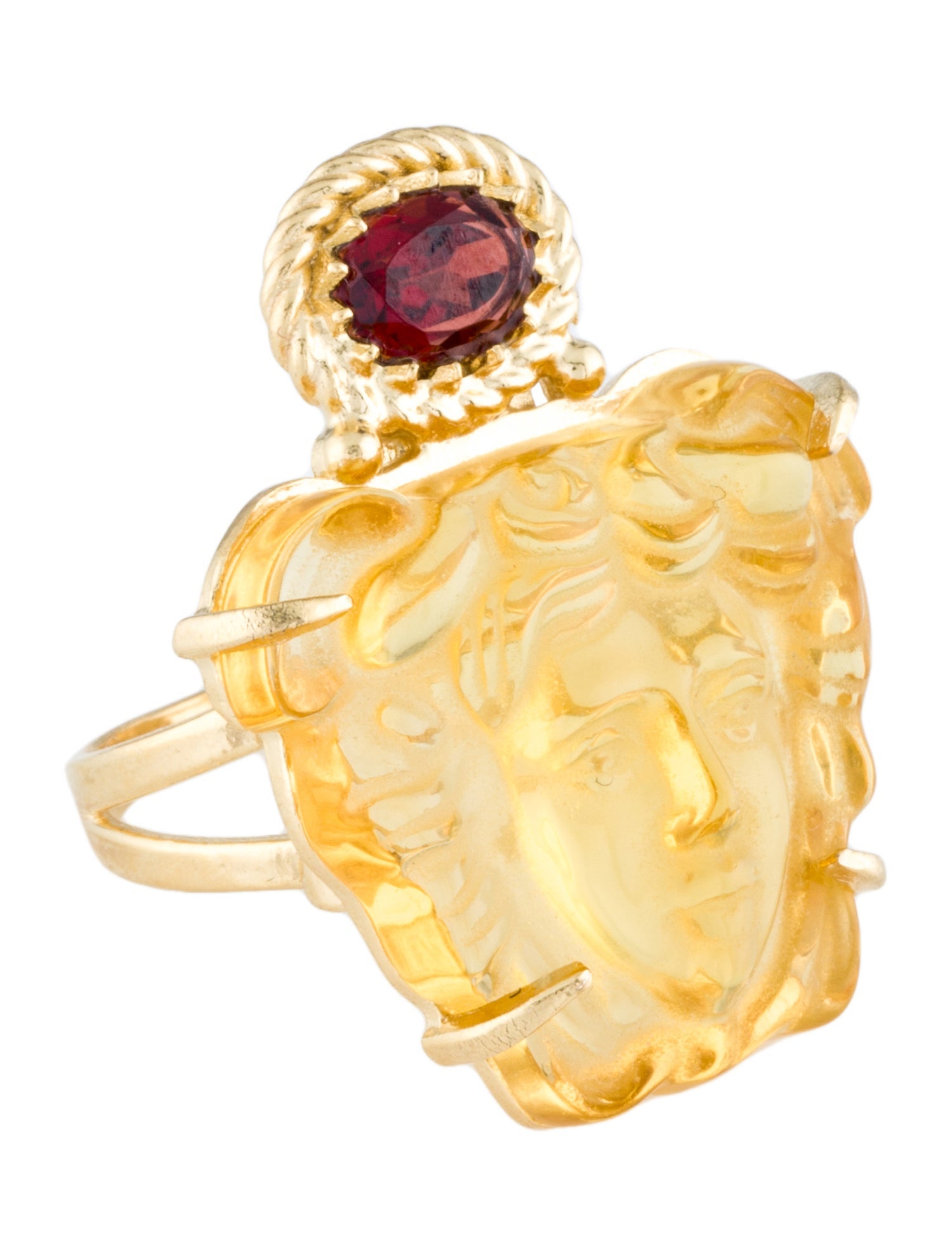 Tagliamonte Garnet & Medusa Venetian Cameo Cocktail Ring