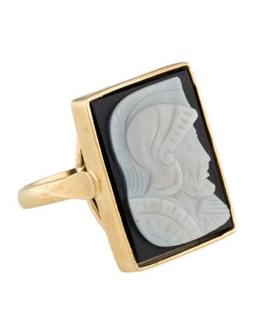 Tagliamonte Cocktail Ring Onyx Cameo 8.25