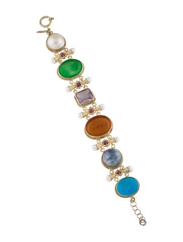 Tagliamonte Link Dyed Pearl, Pearl , Amethyst, Ruby & Venetian Cameo Bracelet 5.5-6.0 mm | 16.0-16.5