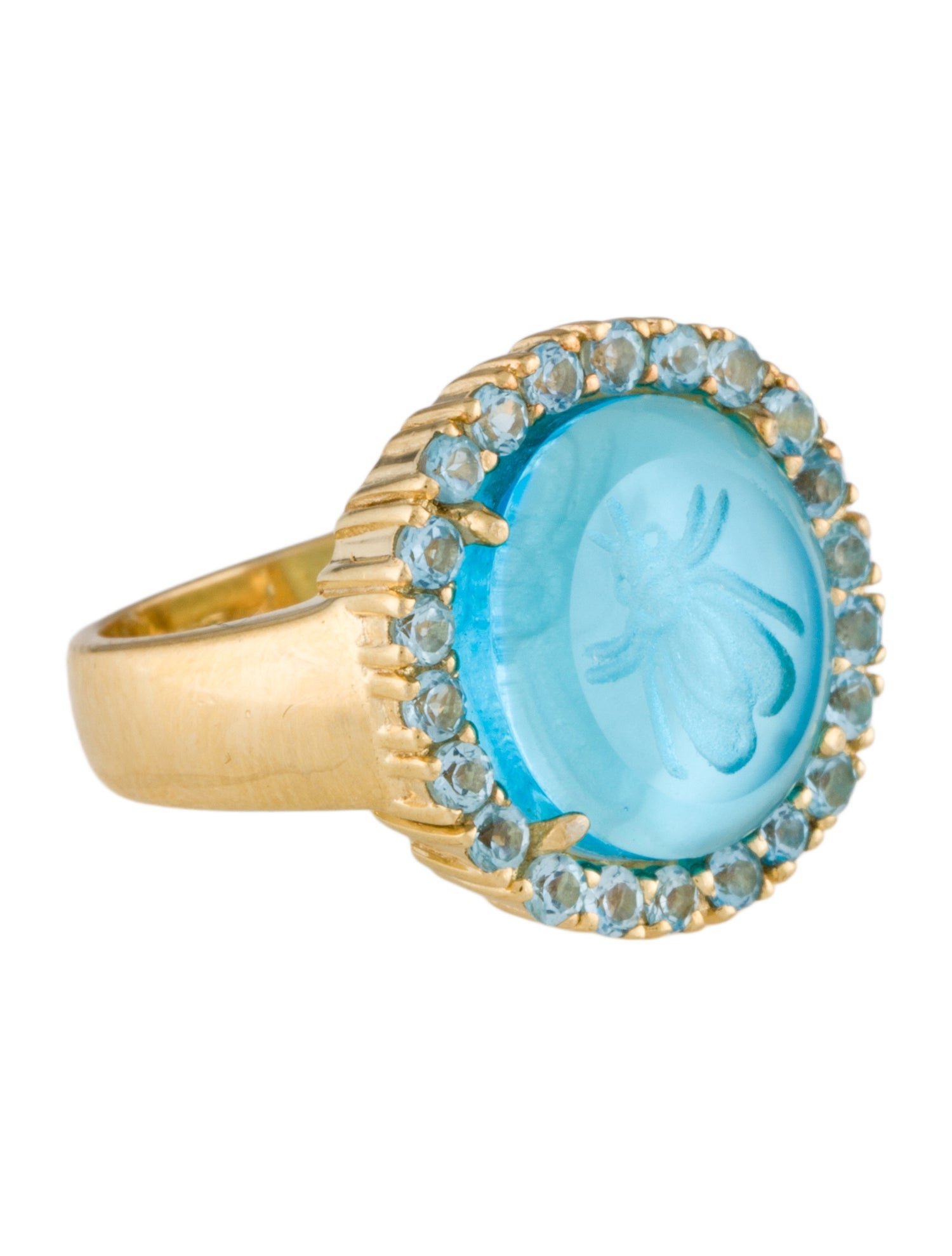 Tagliamonte Mother of Pearl Bee Venetian Intaglio & Topaz Cocktail Ring