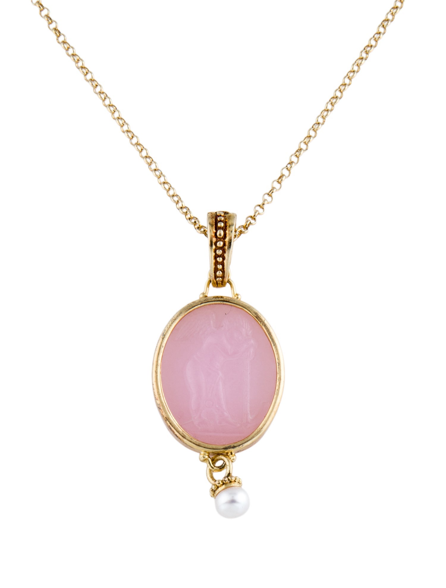 Tagliamonte Pearl & Dyed Quartzite Cameo Pendant Necklace