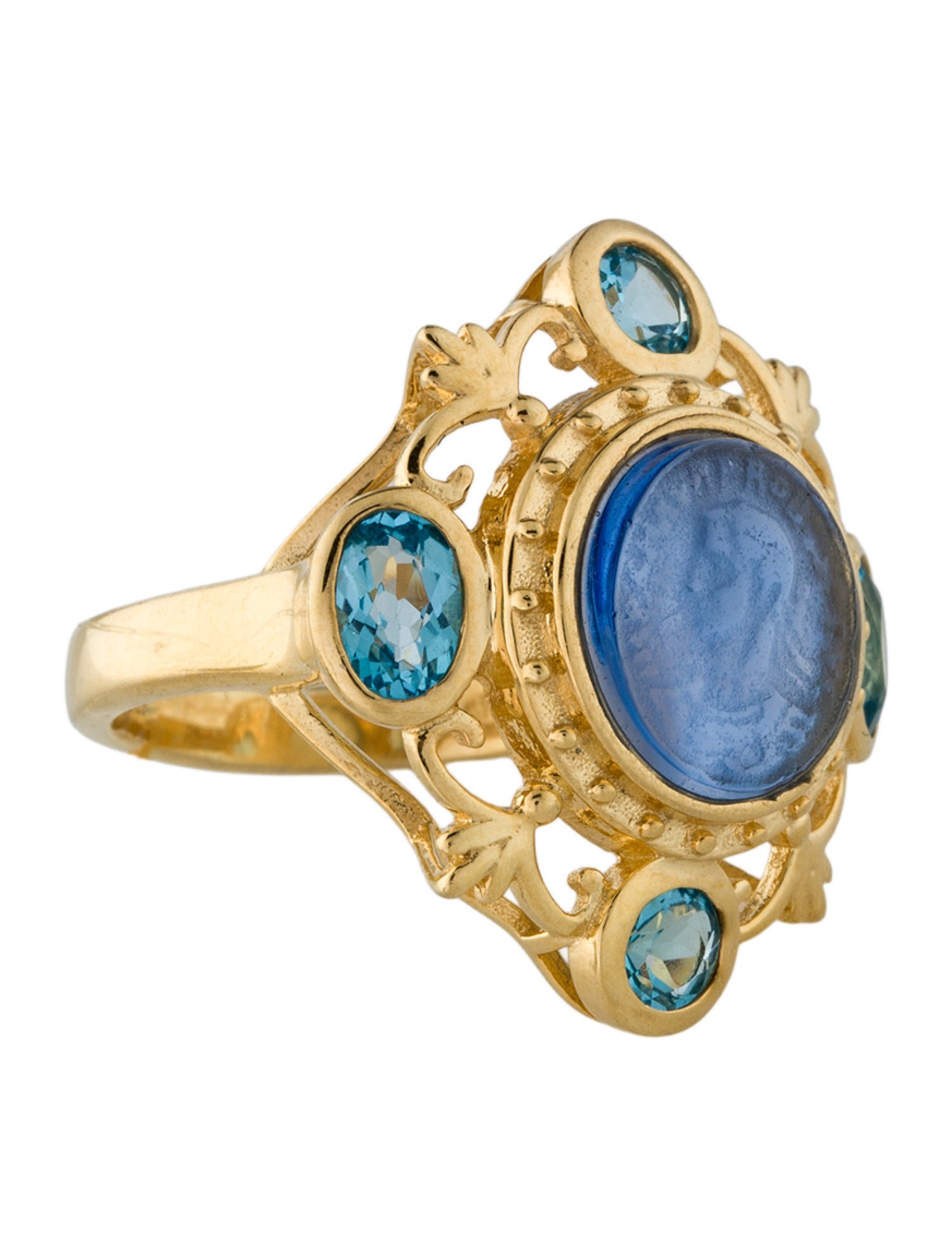 Tagliamonte Topaz & Glass Cameo Cocktail Ring