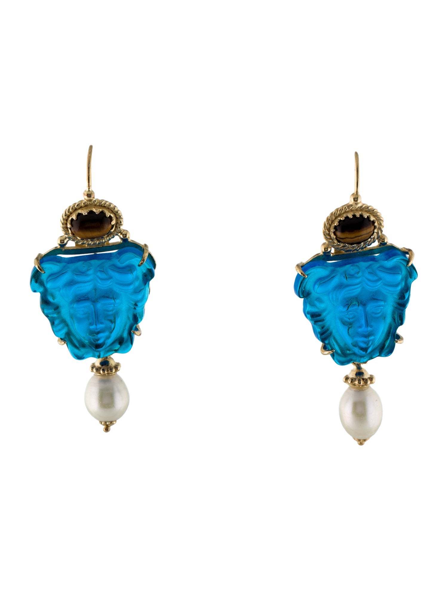 Tagliamonte Pearl, Tiger's Eye Quartz & Venetian Glass Medusa Drop Earrings