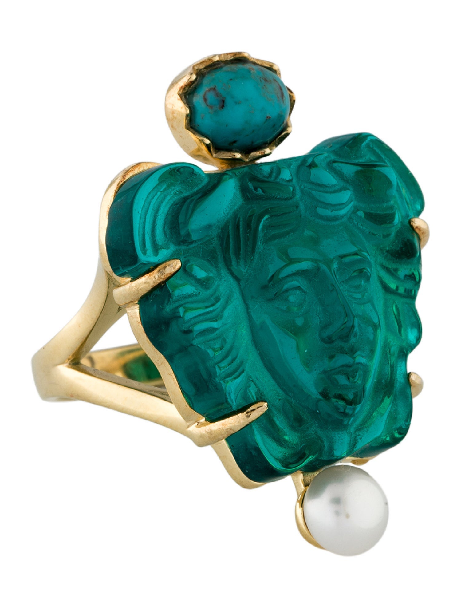 Tagliamonte Pearl , Turquoise & Glass Laguna Medusa Cocktail Ring