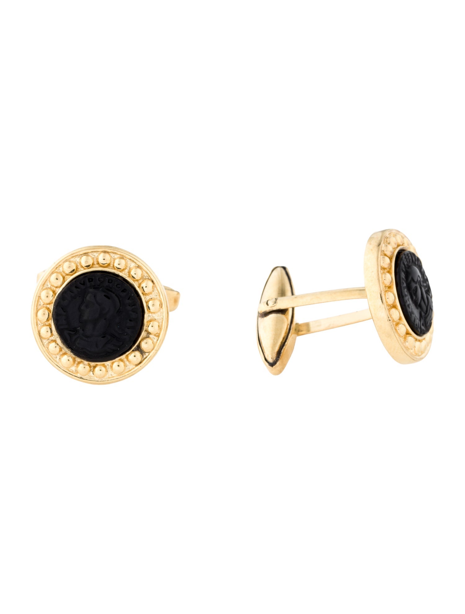 Tagliamonte Onyx Roman Cameo Coin Cufflinks
