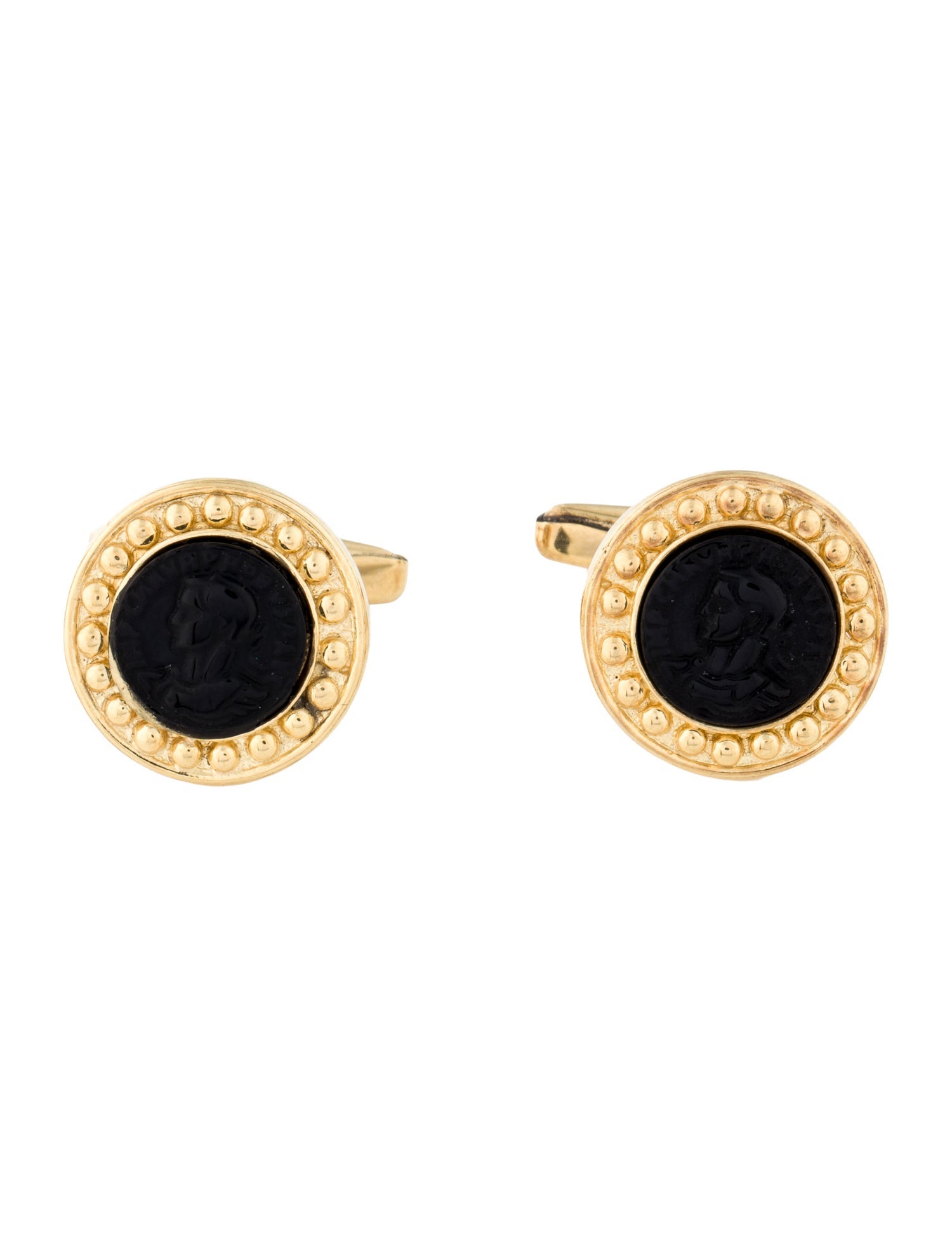 Tagliamonte Onyx Roman Cameo Coin Cufflinks