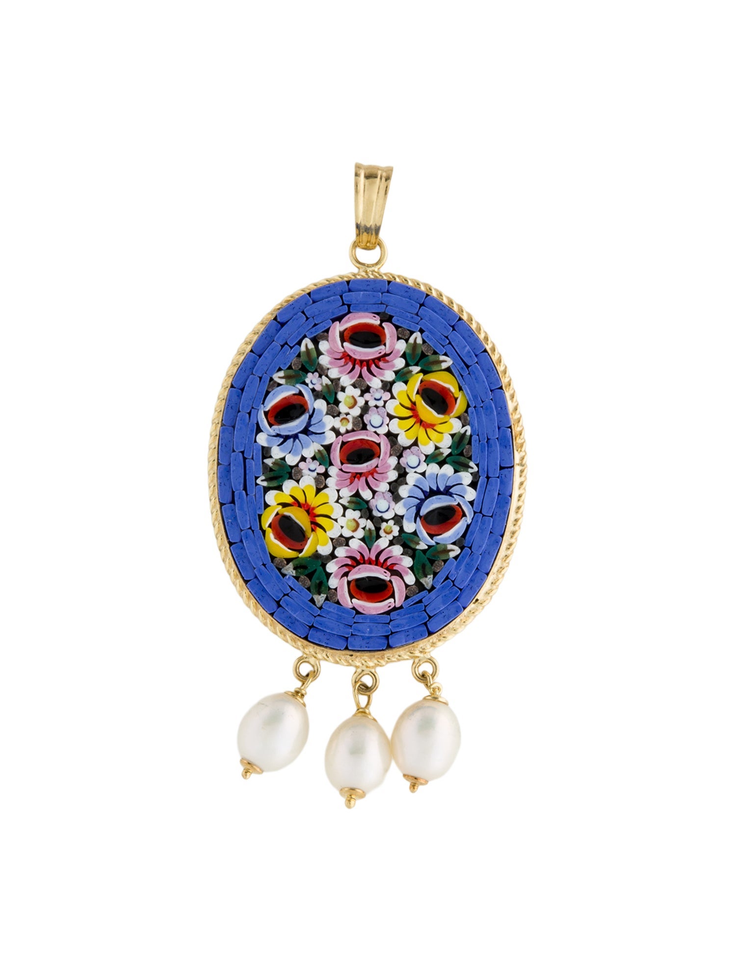 Tagliamonte Pearl & Ceramic Floral Mosaic Pendant