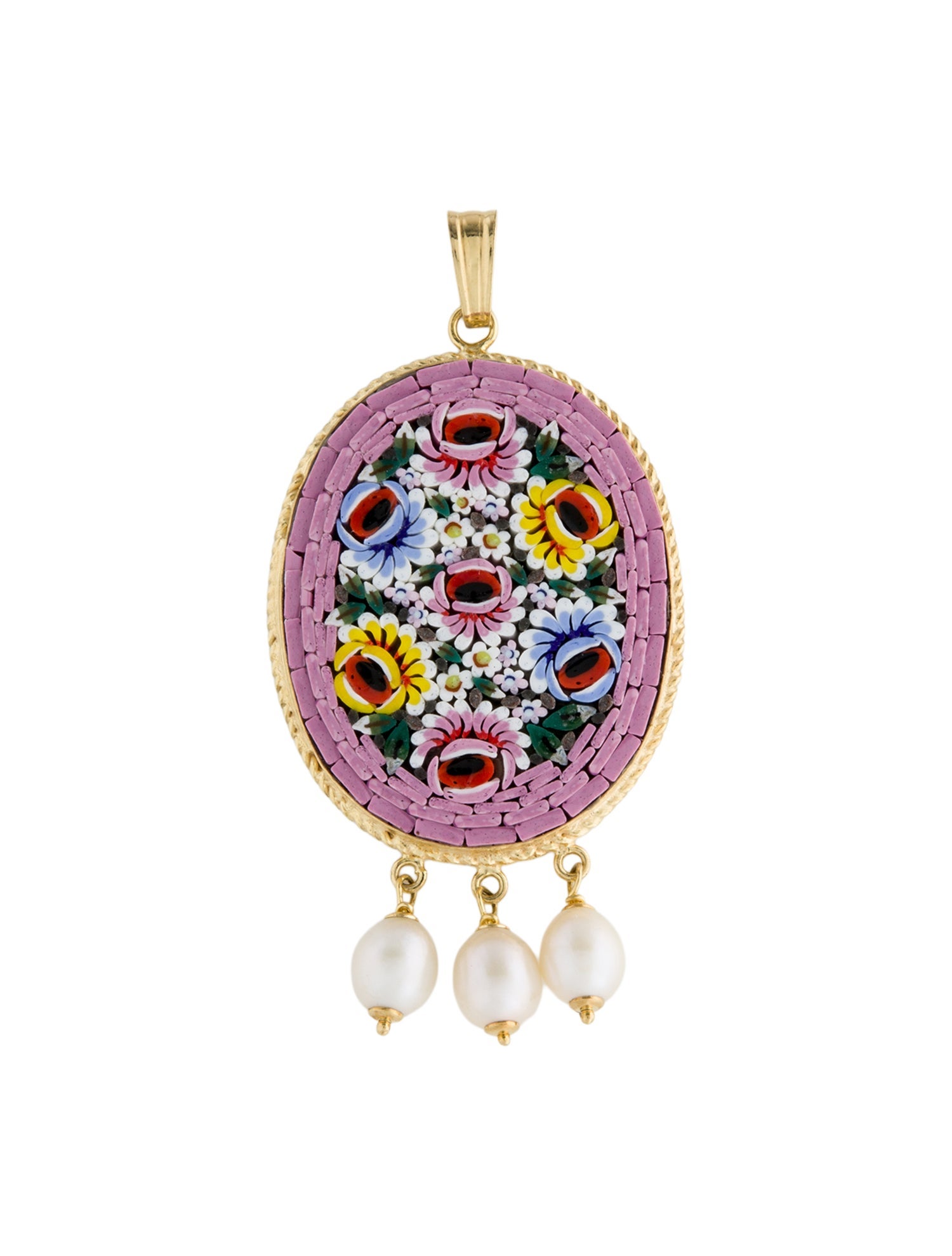 Tagliamonte Pearl & Ceramic Floral Mosaic Pendant