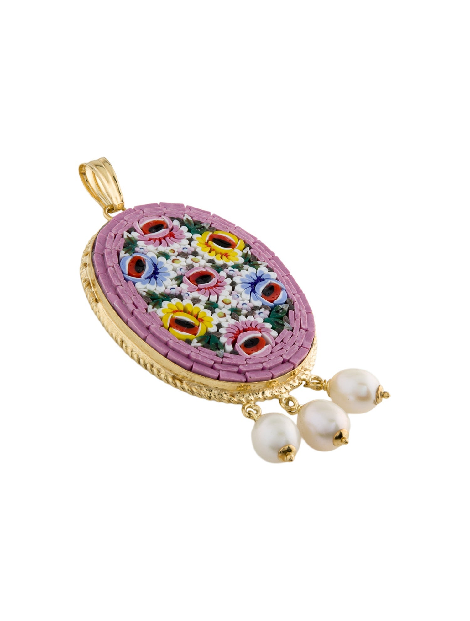 Tagliamonte Pearl & Ceramic Floral Mosaic Pendant