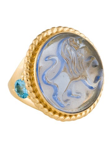 Tagliamonte Cocktail Ring Chimera Venetian Cameo & Topaz 5