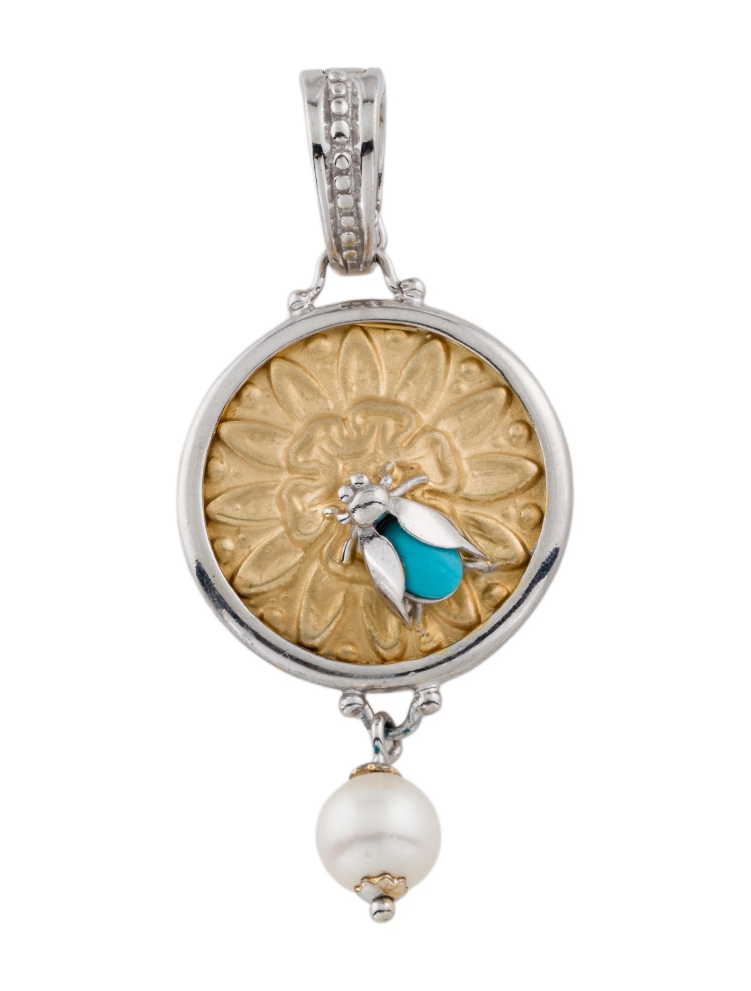 Tagliamonte Pearl & Turquoise Flower Pendant