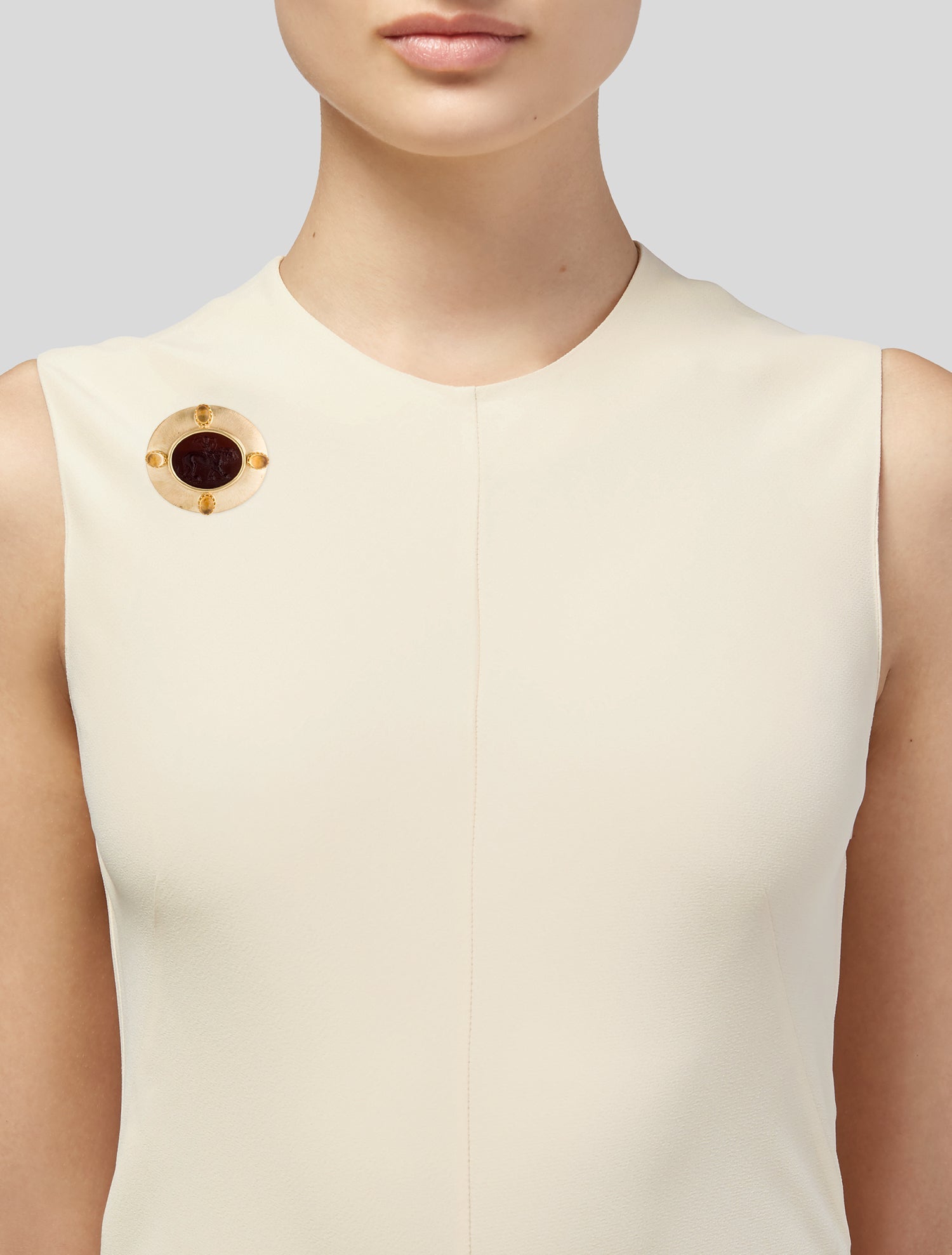 Tagliamonte Venetian & Citrine Cameo Brooch Pendant