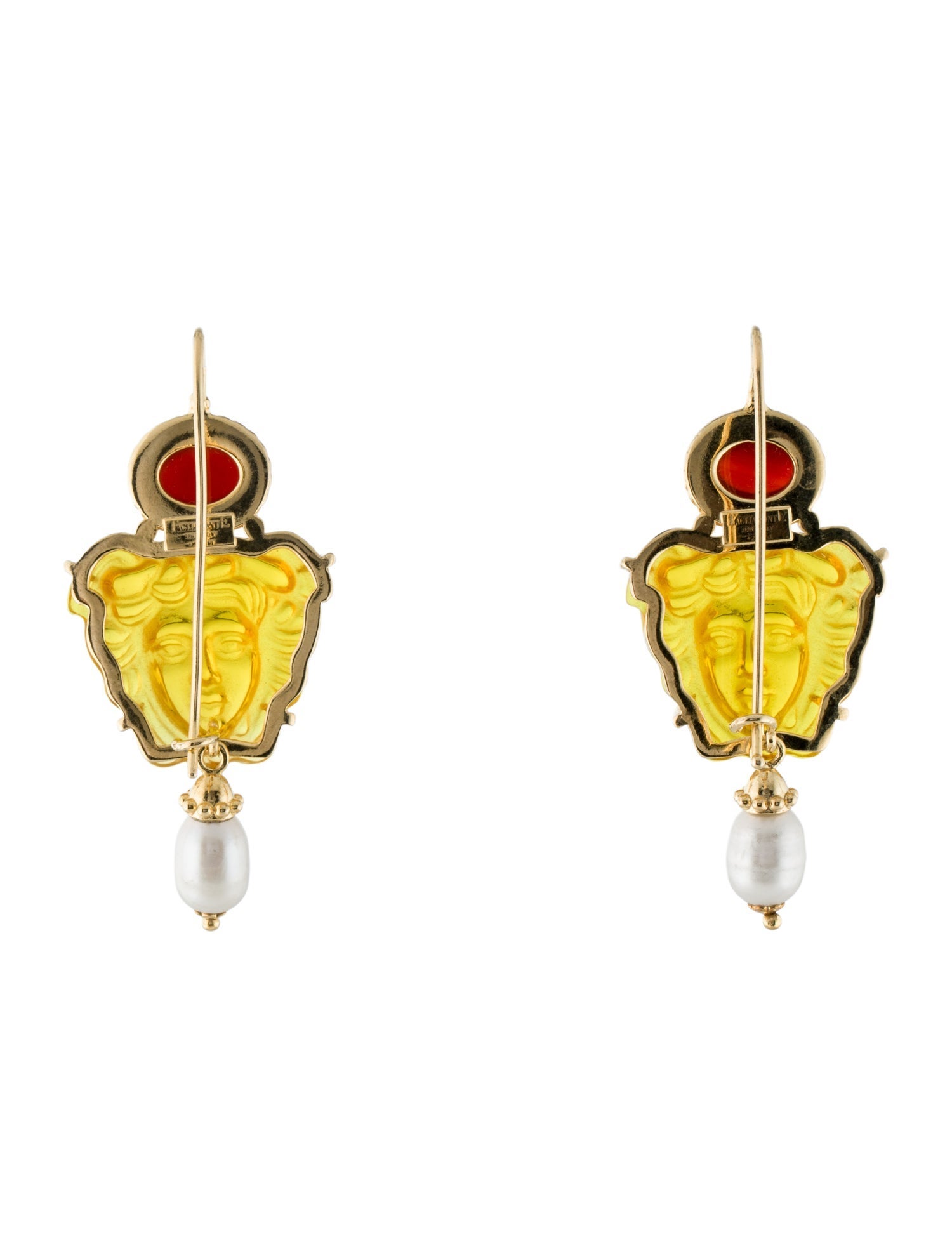 Tagliamonte Pearl, Carnelian & Glass Medusa Drop Earrings
