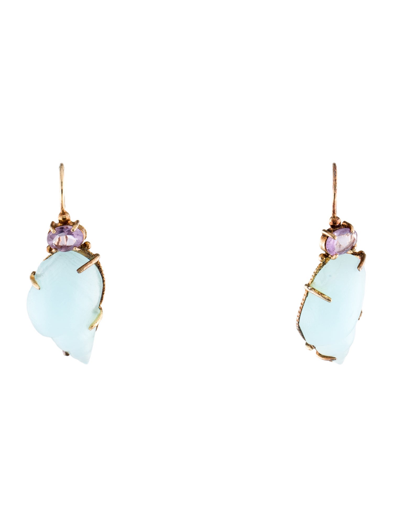 Tagliamonte 1.17ctw Amethyst & Glass Venetian Seashell Drop Earrings