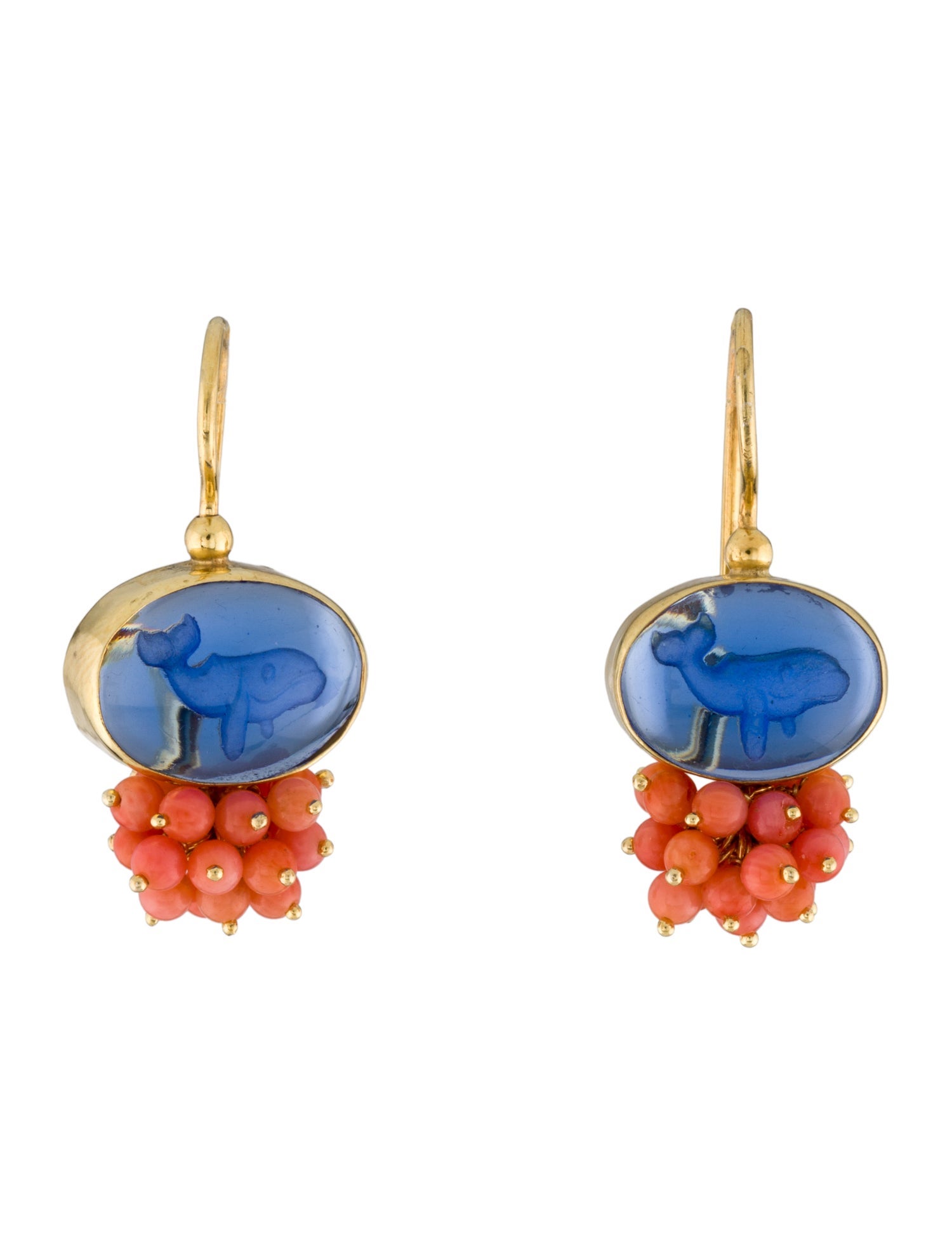 Tagliamonte Coral & Ventian Intaglio Drop Earrings