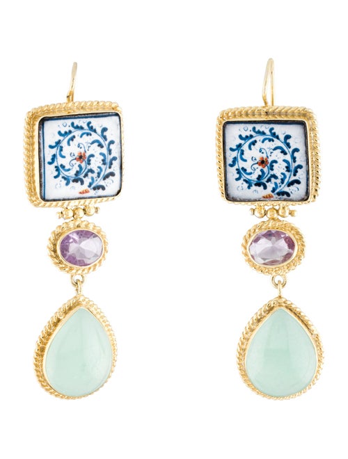 Tagliamonte Venetian Dyed Quartzite & Amethyst Flower Drop Earrings