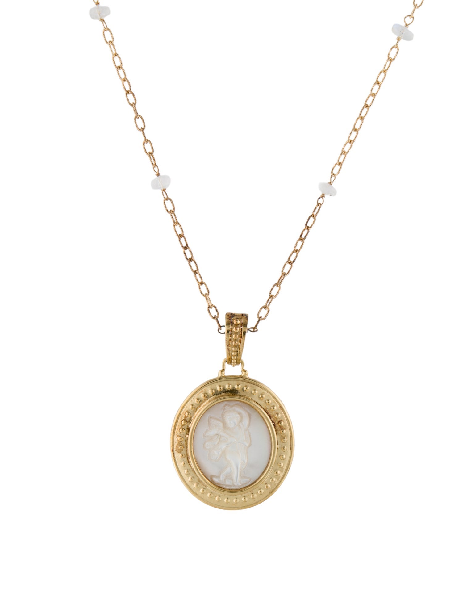 Tagliamonte Mother of Pearl Cameo & Moonstone Labradorite Bead Station Necklace