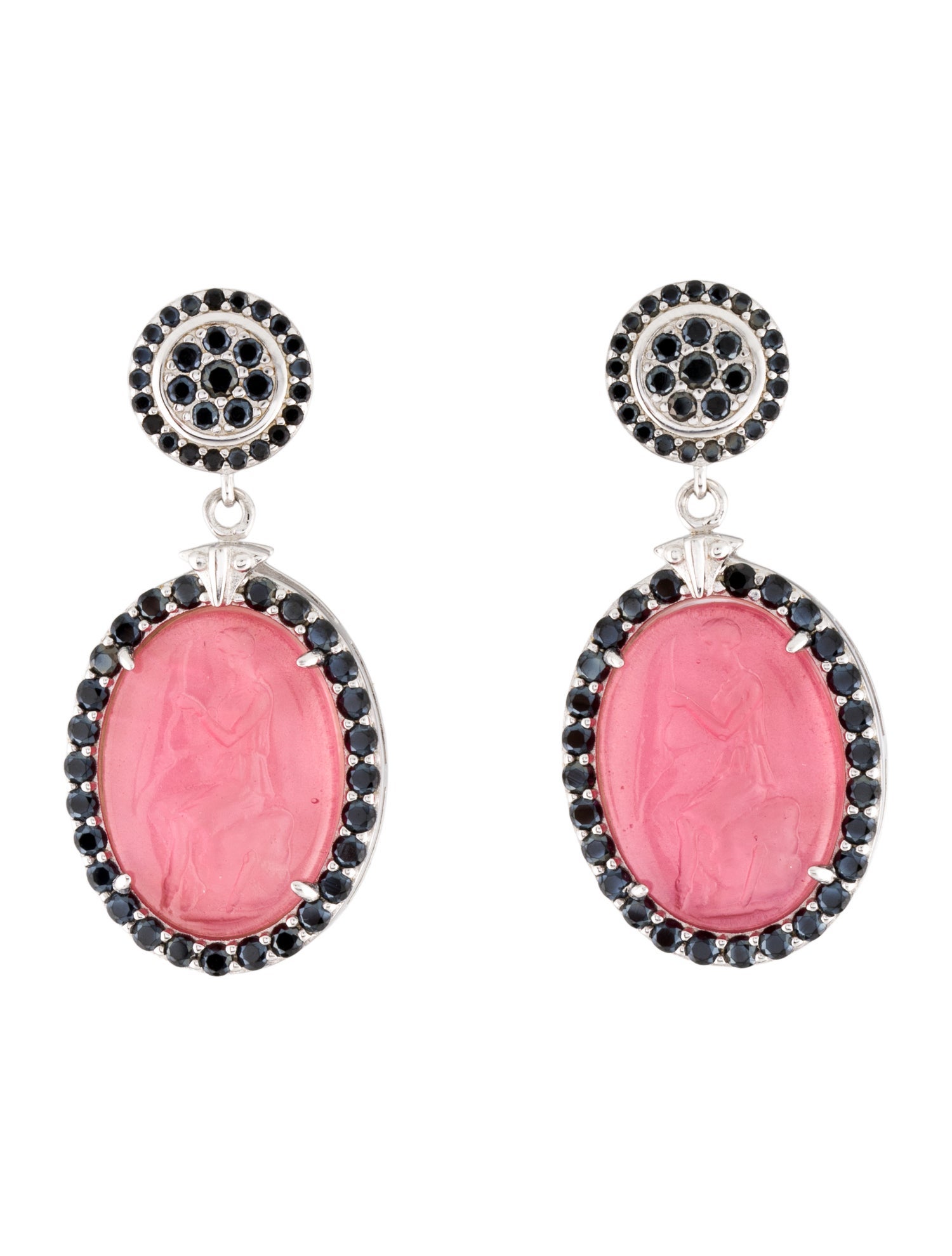 Tagliamonte Mother of Pearl Venetian,Spinel Cameo Drop Earrings