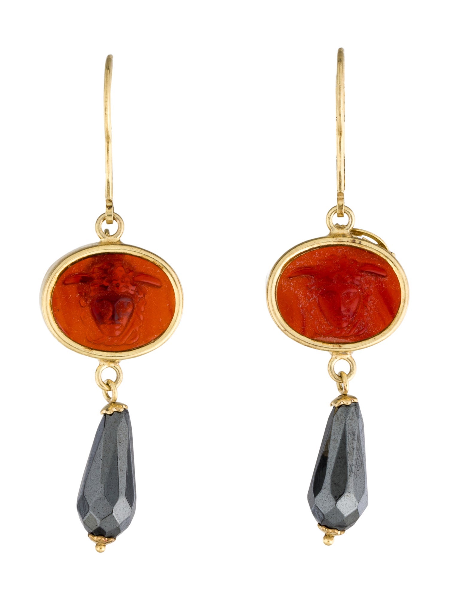 Tagliamonte Venetian & Hematite Cameo Drop Earrings