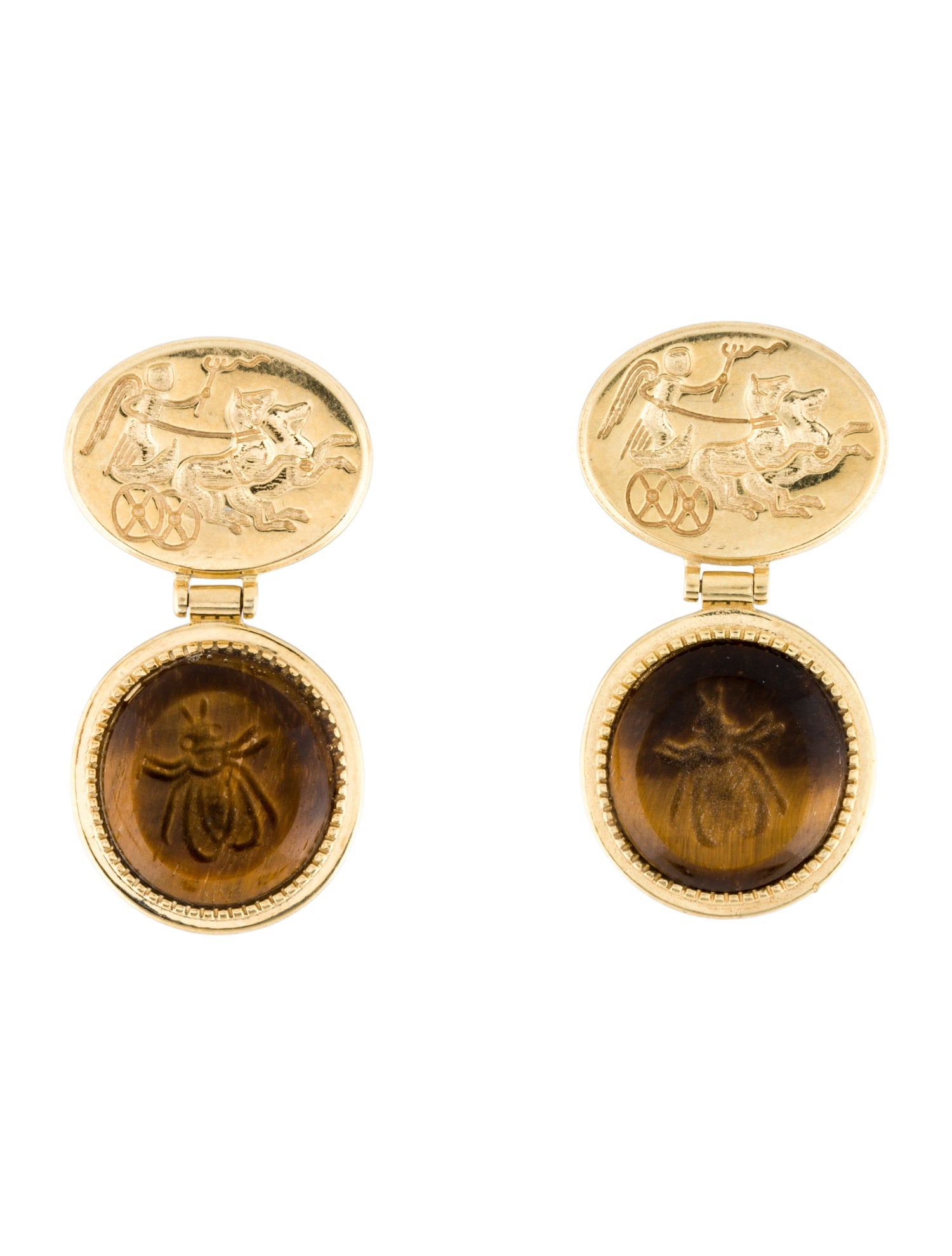 Tagliamonte Tiger's Eye Quartz Cameo Drop Earrings