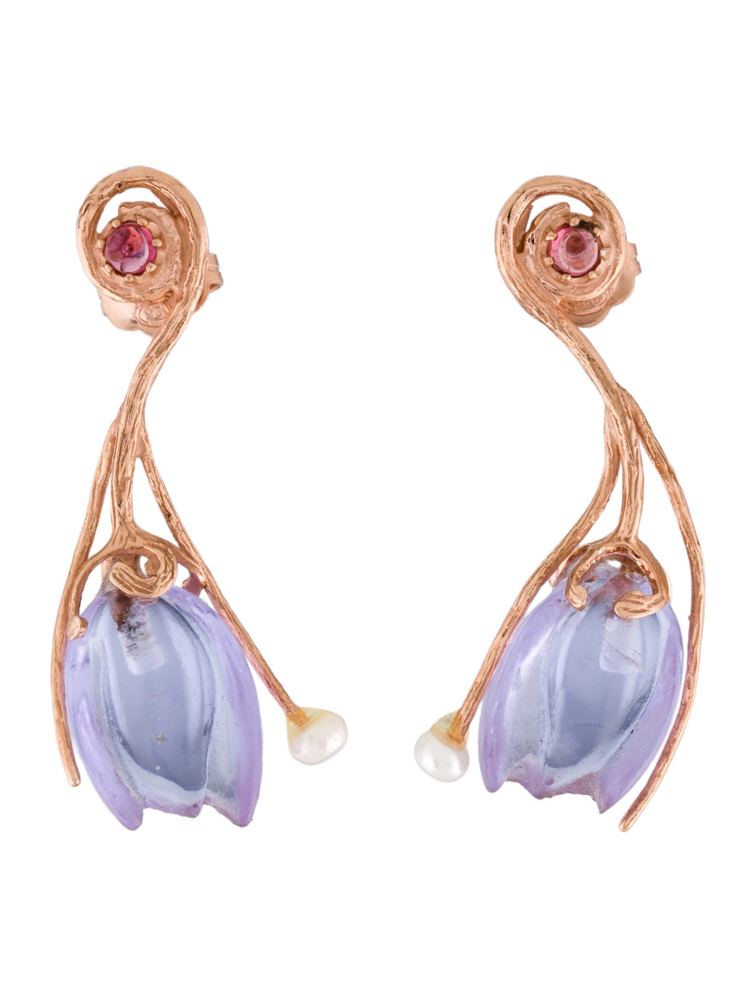 Tagliamonte Pearl, Tourmaline & Venetian Flower Drop Earrings
