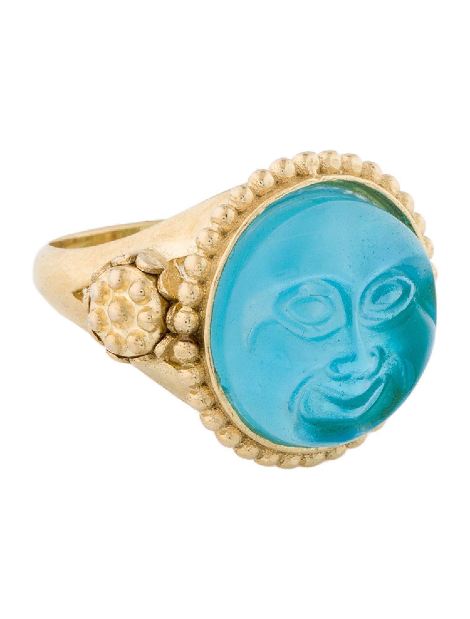 Tagliamonte Mother of Pearl & Venetian Glass Doublet Moon Face Cocktail Ring