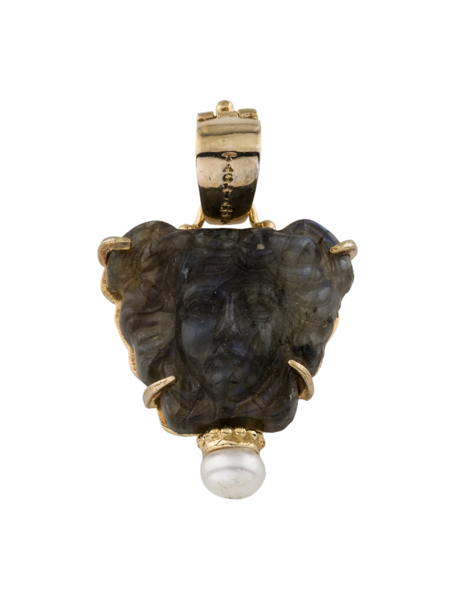 Tagliamonte Pearl & Labradorite Carved Medusa Pendant Enhancer