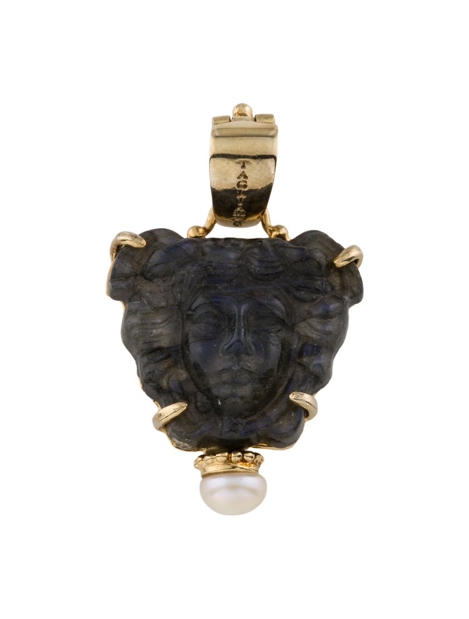 Tagliamonte Pearl & Labradorite Carved Medusa Pendant Enhancer