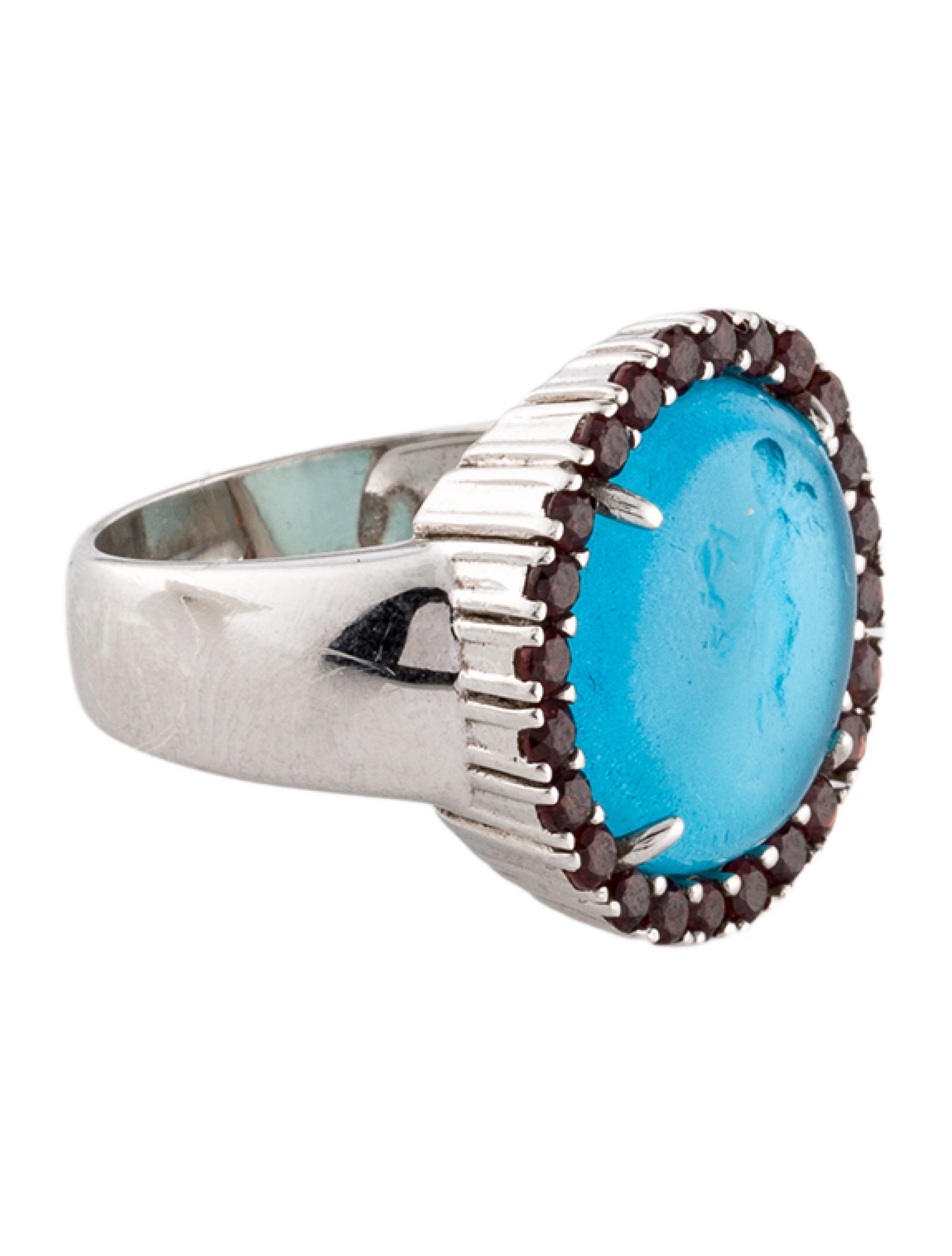 Tagliamonte Mother of Pearl, Glass, & Garnet Intaglio Ring