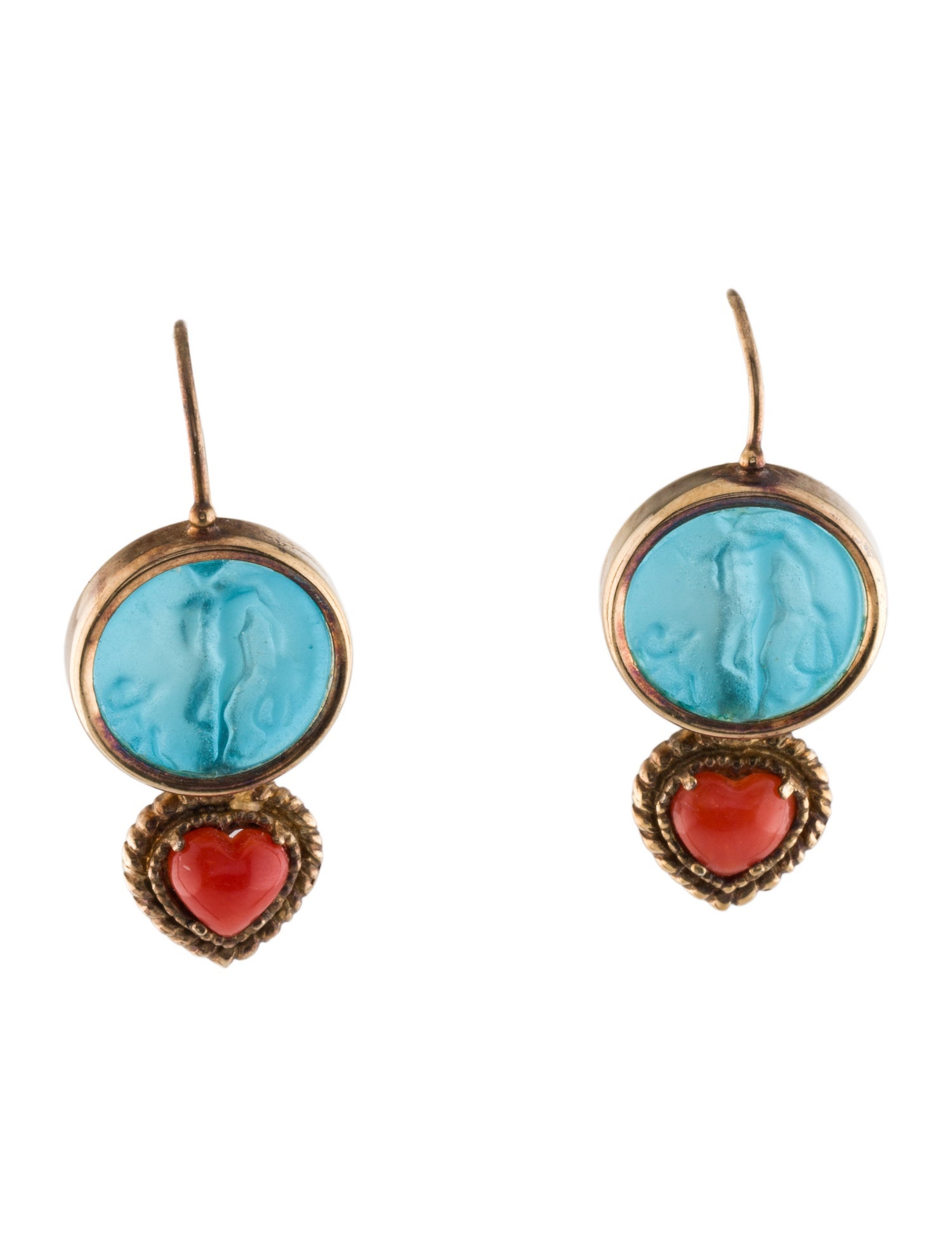 Tagliamonte Coral & Venetian Intaglio Drop Earrings