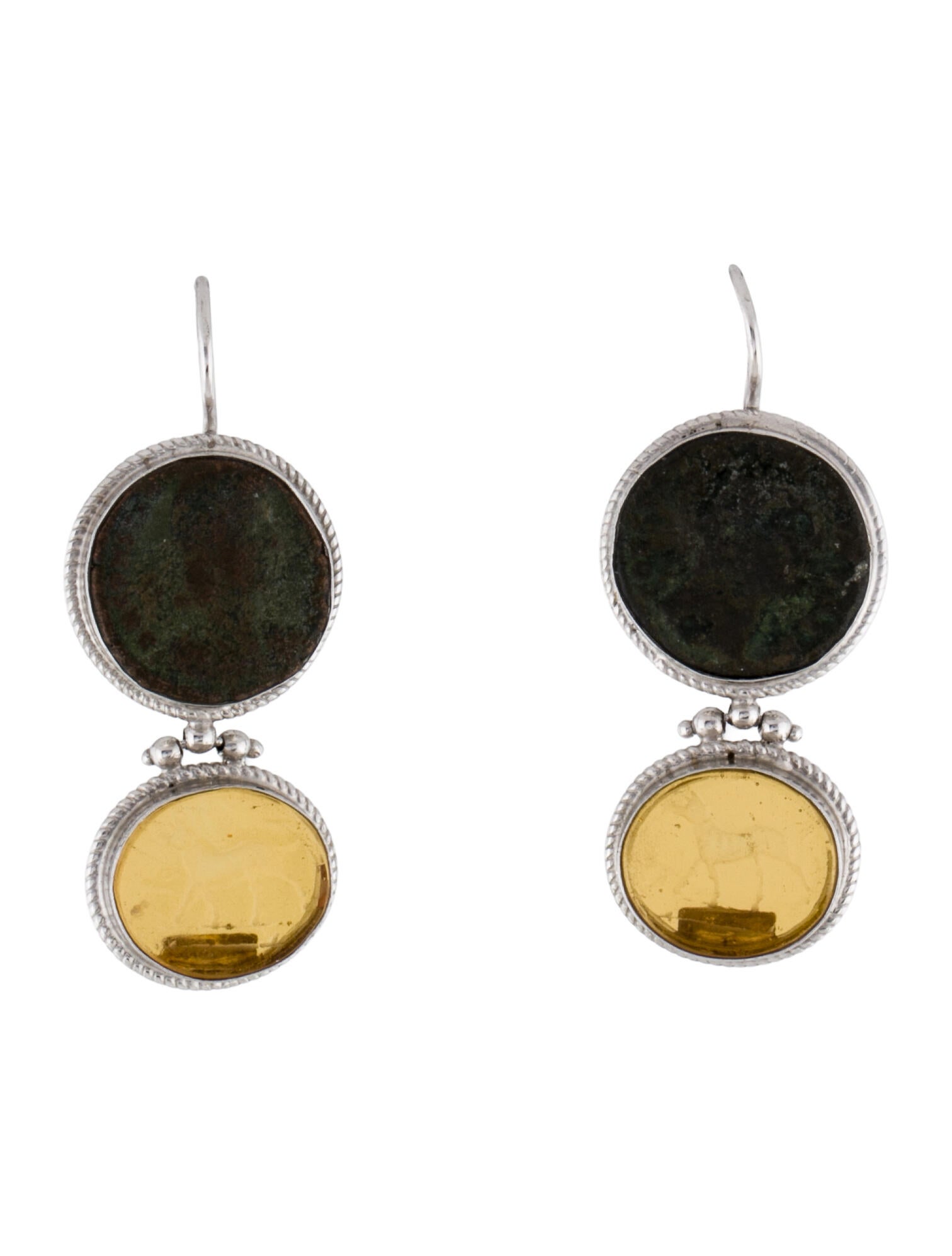Tagliamonte Dog Intaglio & Coin Drop Earrings