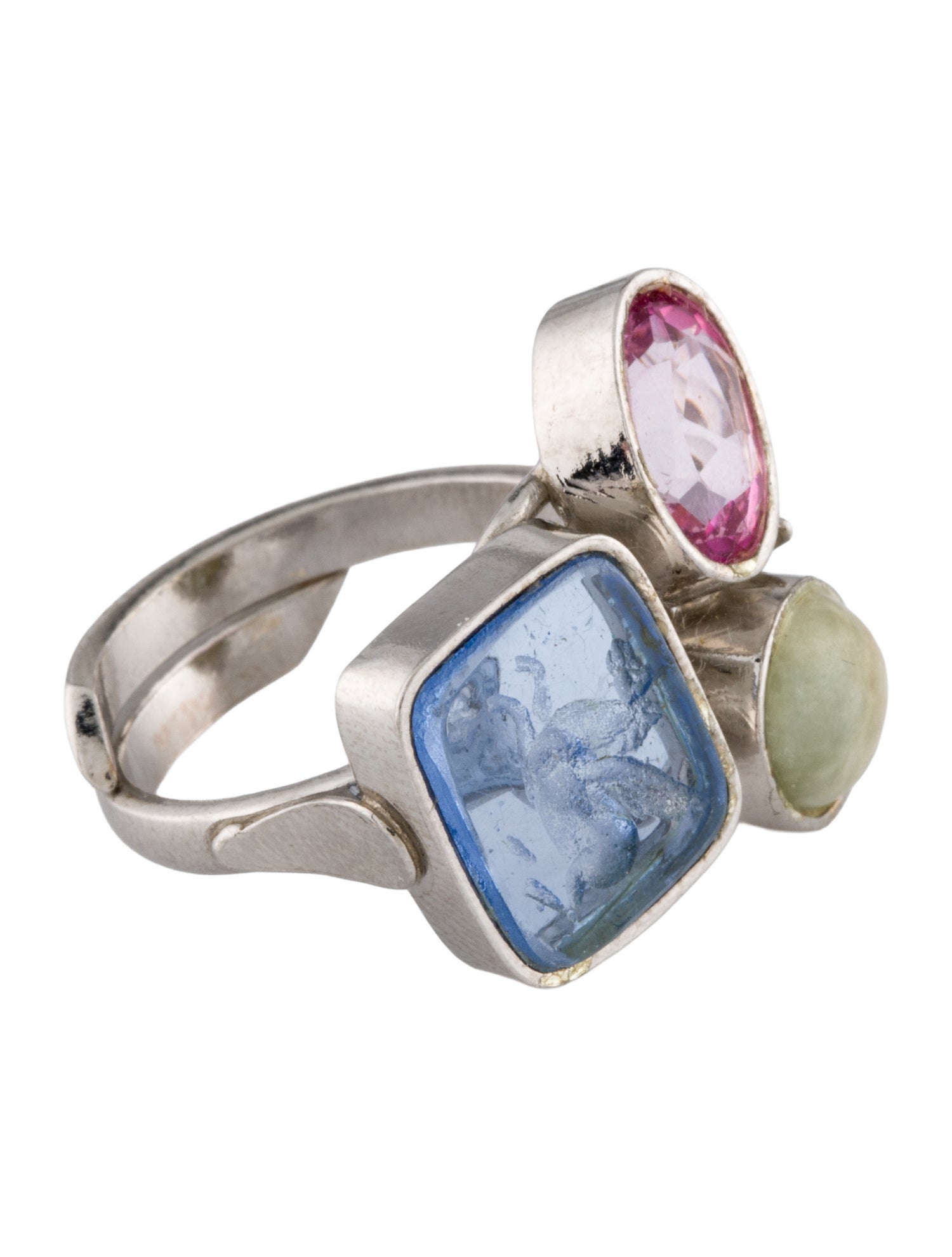 Tagliamonte Venetian Glass, Jadeite & Topaz Cameo Ring