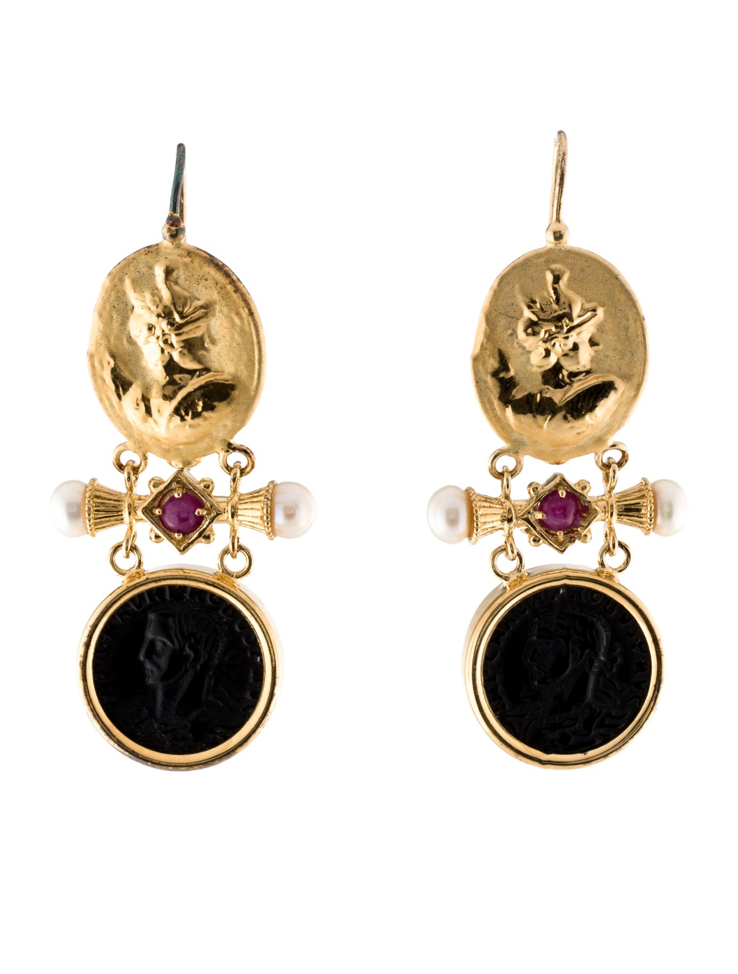 Tagliamonte Pearl, Ruby & Onyx Drop Earrings