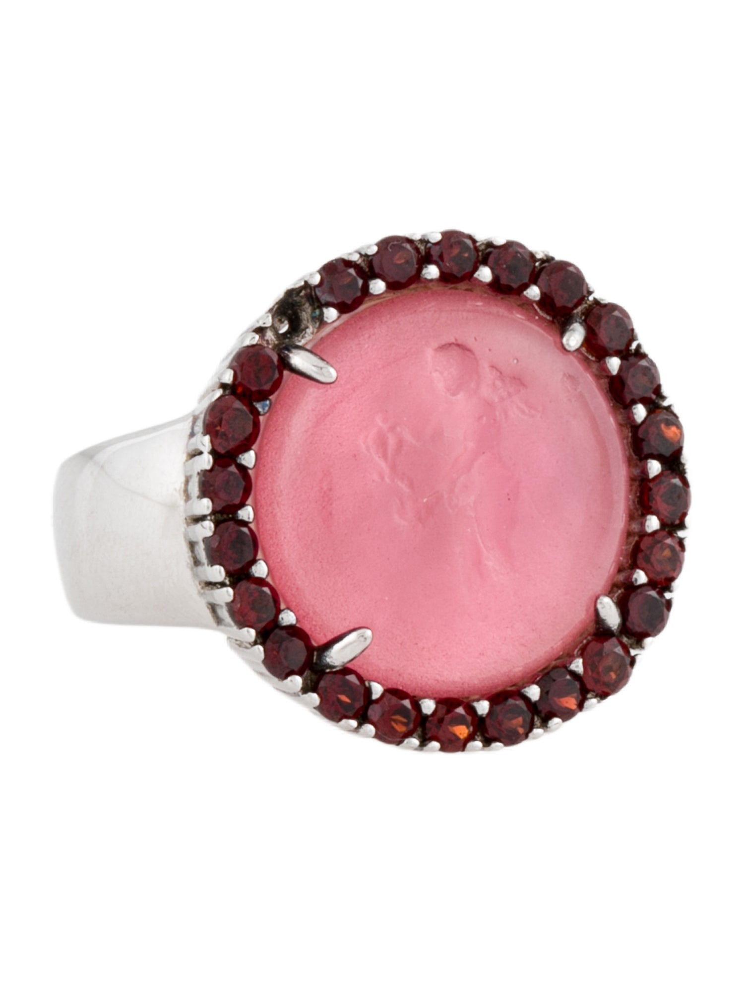 Tagliamonte Garnet-Accented Mother of Pearl Doublet & Venetian Intaglio Rings