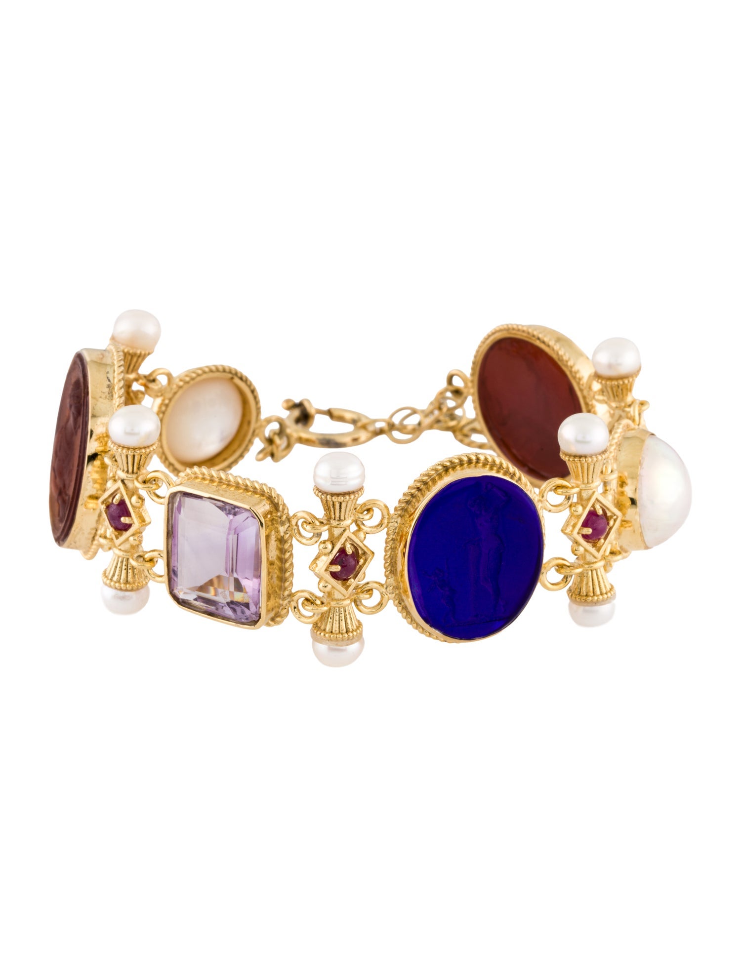 Tagliamonte Pearl, Amethyst, Ruby & Venetian Glass Intaglio Bracelet