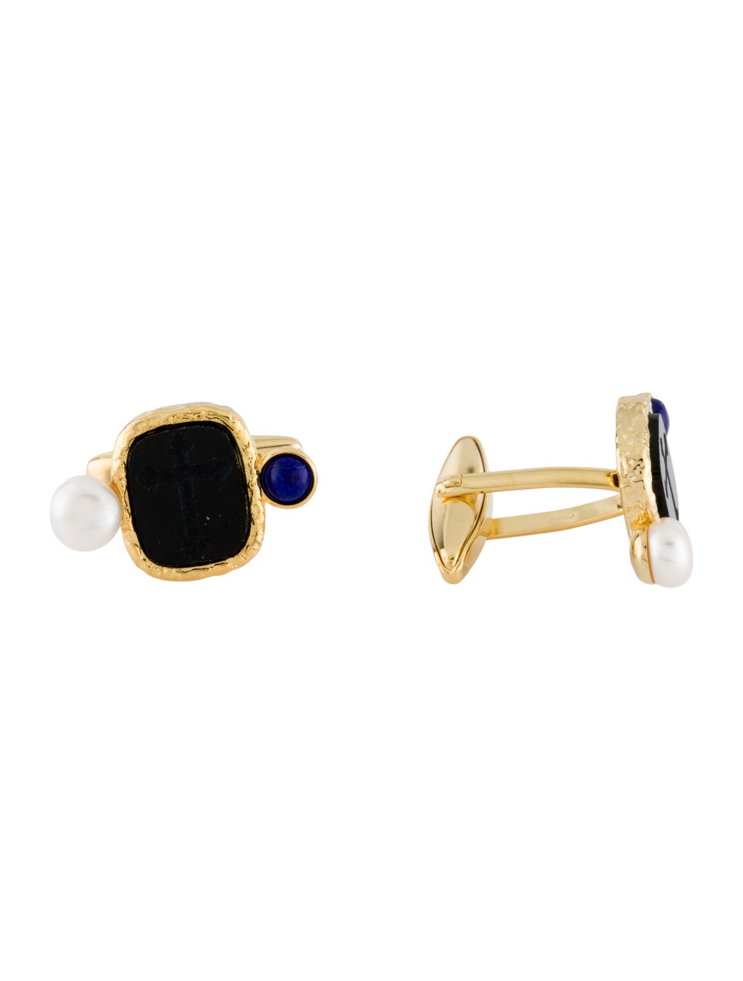 Tagliamonte Pearl,LapisLazuli & Onyx Cross Cufflinks