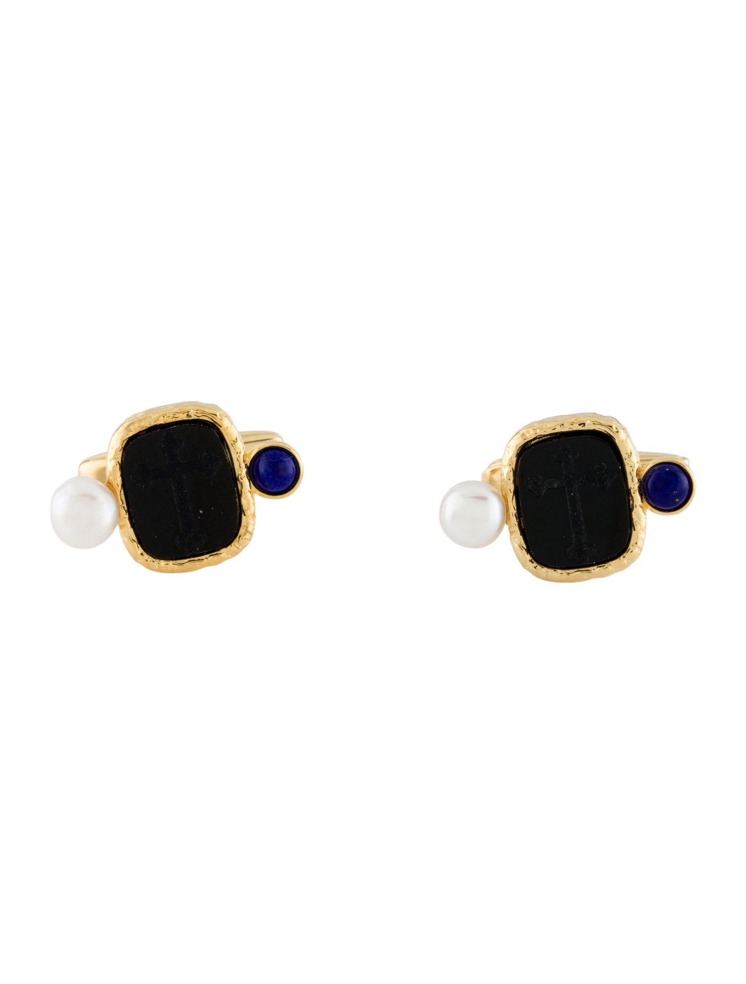 Tagliamonte Pearl,LapisLazuli & Onyx Cross Cufflinks