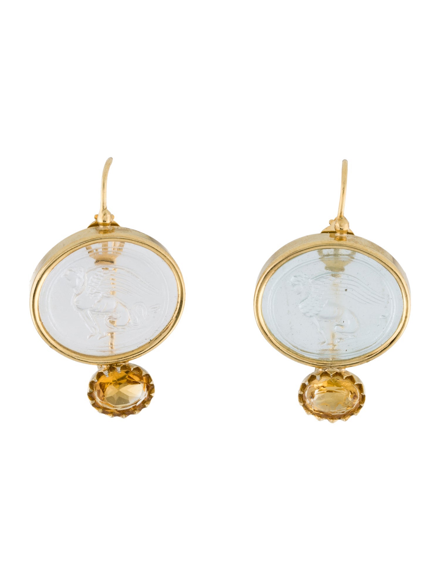 Tagliamonte Citrine & Glass Cameo Drop Earrings