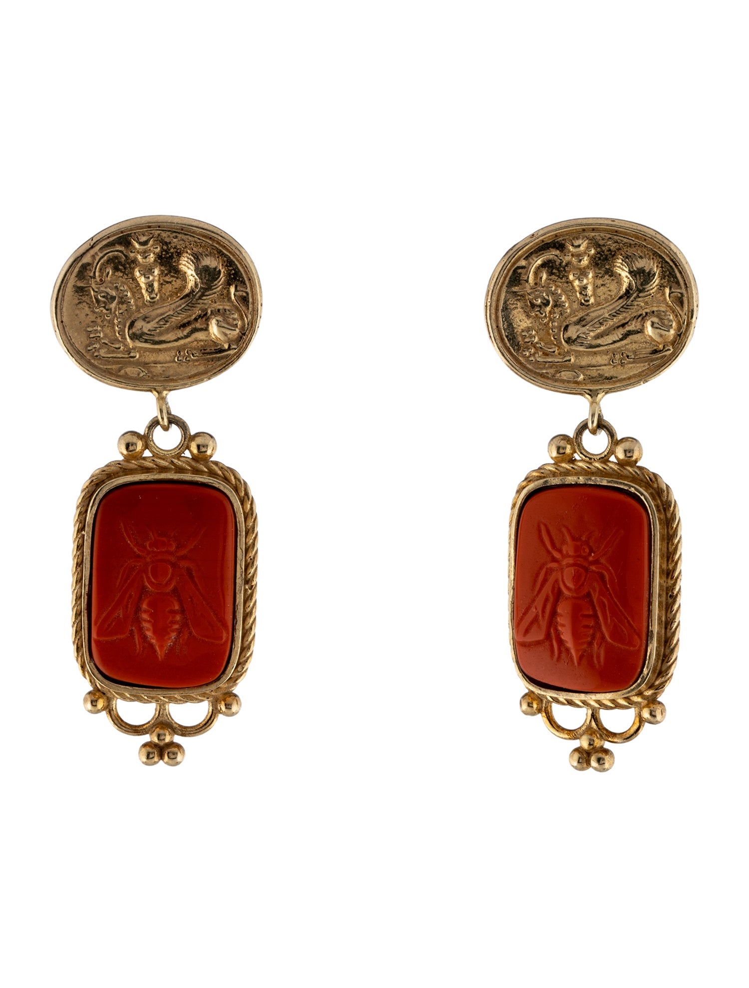 Tagliamonte Bee & Chimera Cameo Drop Earrings