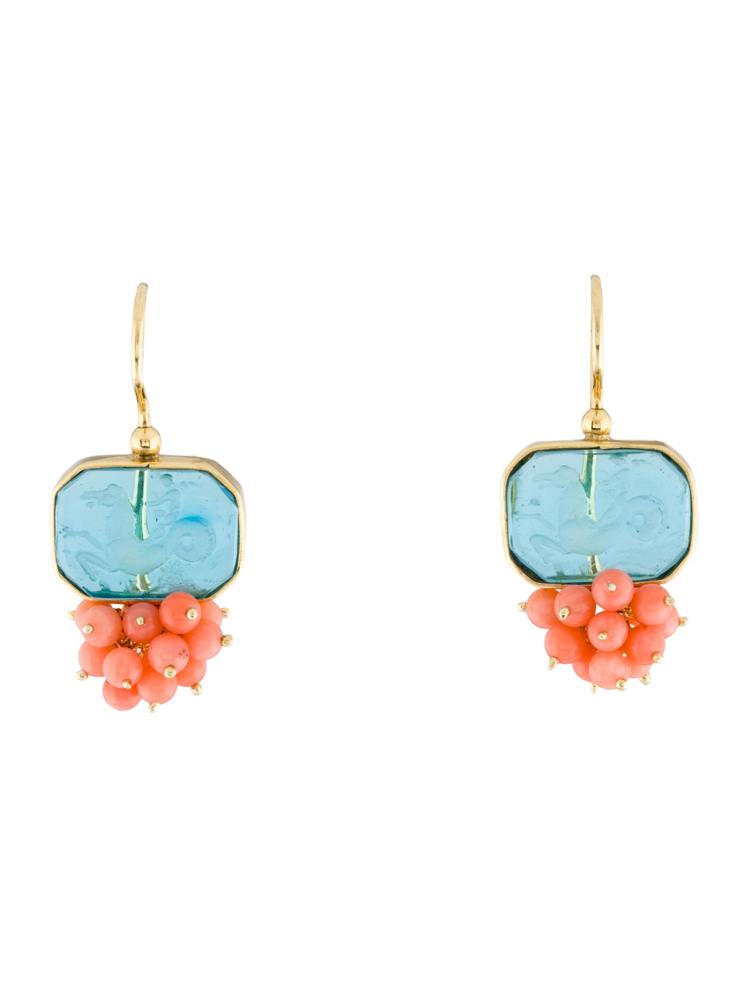 Tagliamonte Coral & Venetian Intaglio Drop Earrings