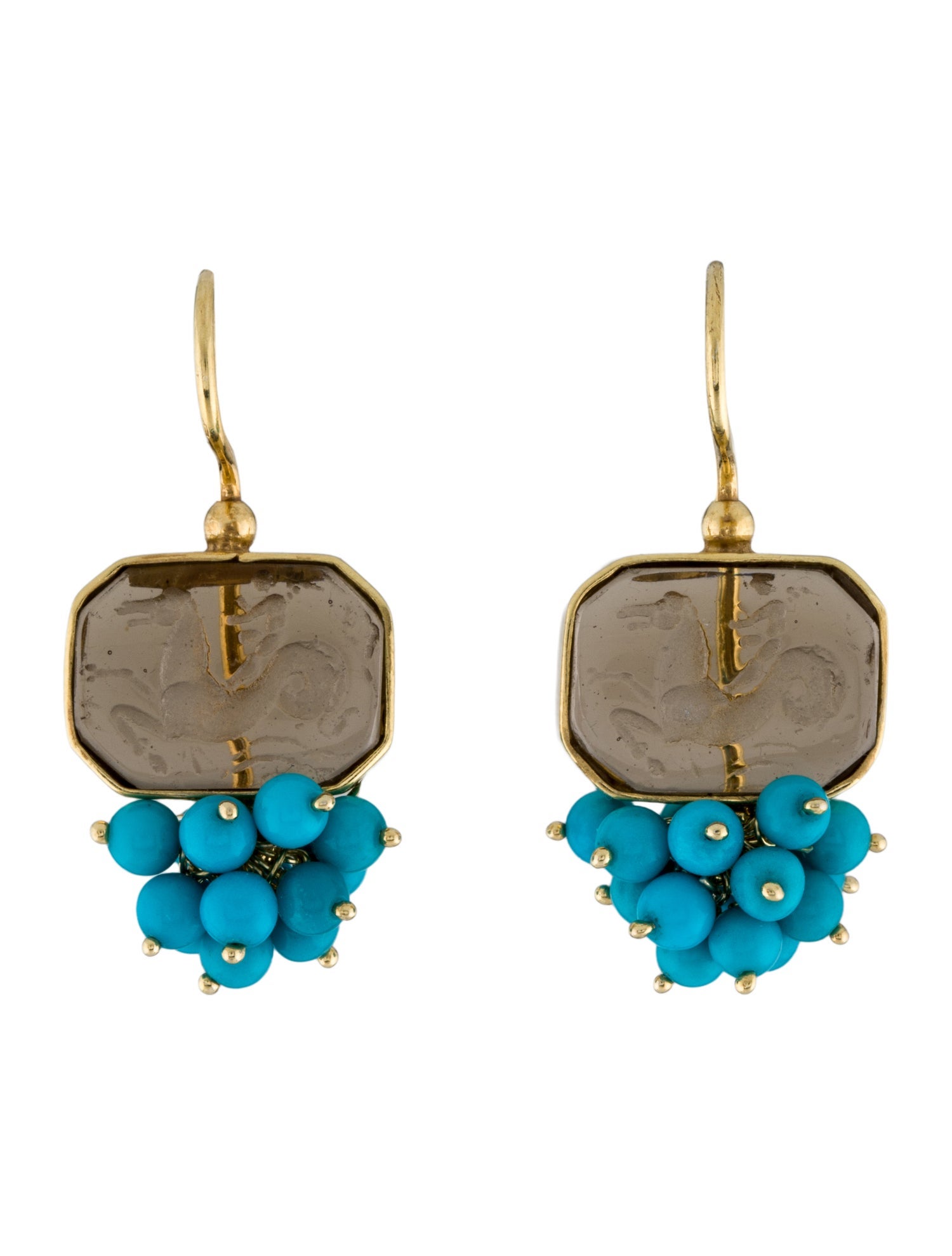 Tagliamonte Glass & Turquoise Bead Venetian Cameo Drop Earrings