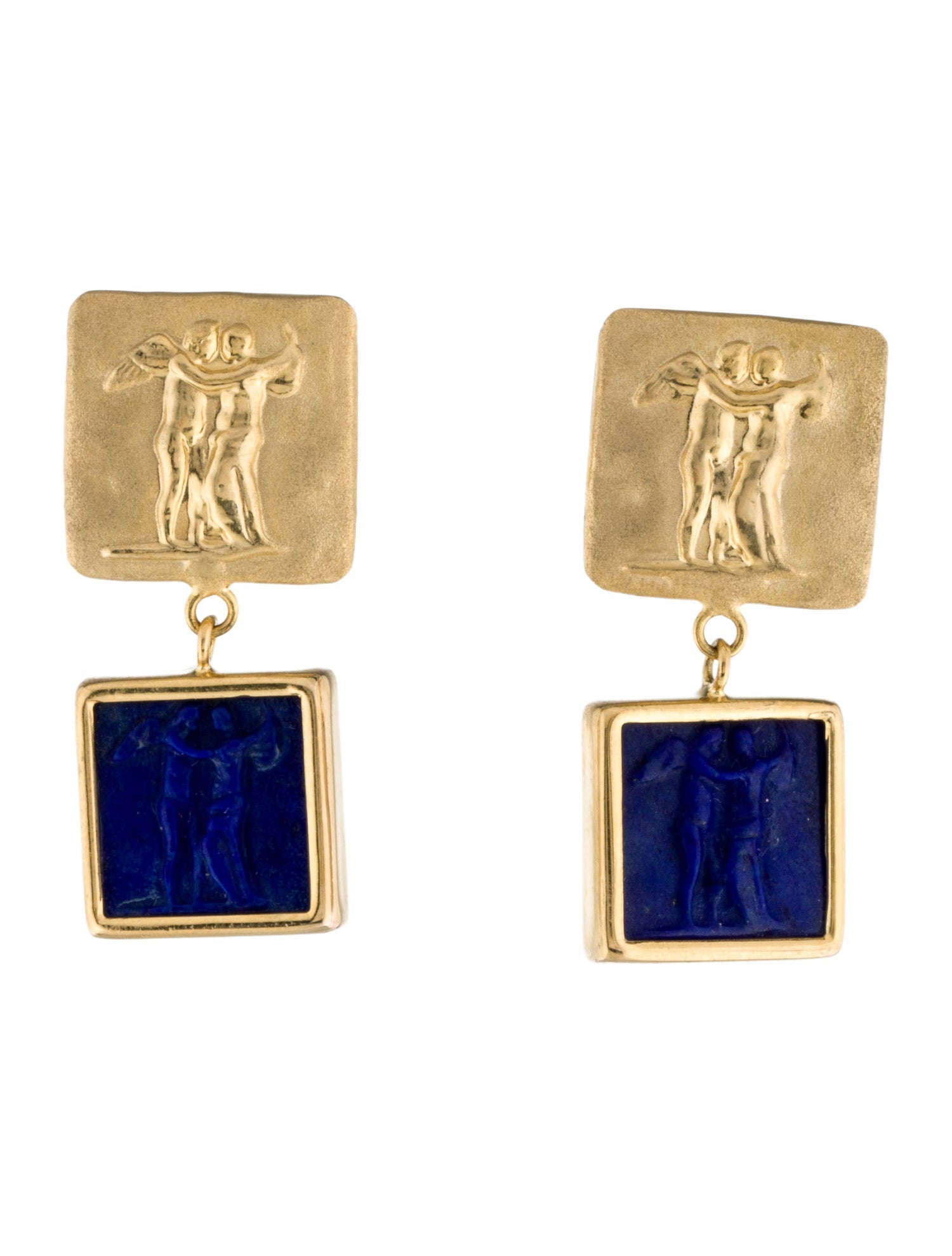 Tagliamonte Lapis Lazuli Cameo Drop Earrings