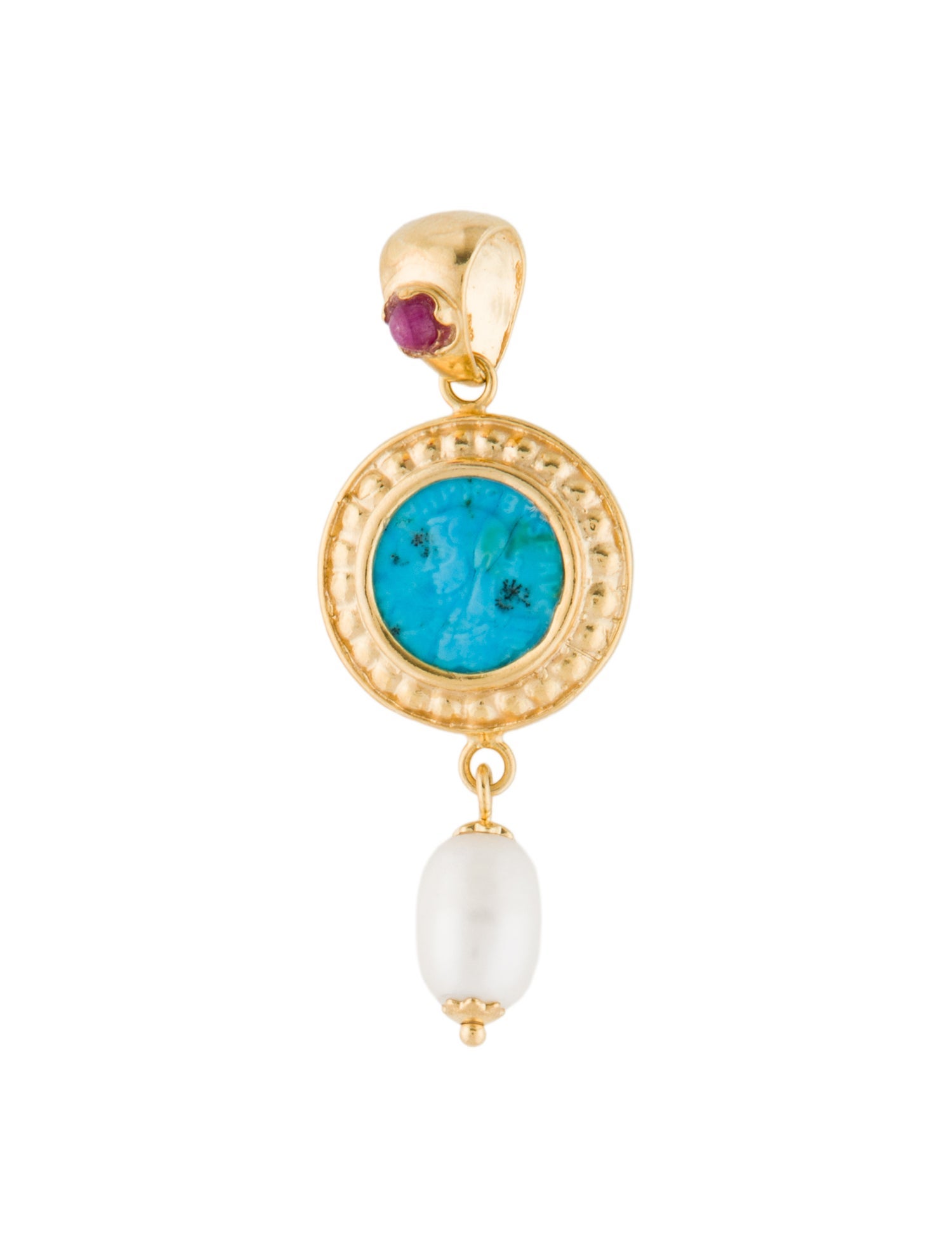 Tagliamonte Pearl, Dyed Magnesite & Ruby Cameo Pendant